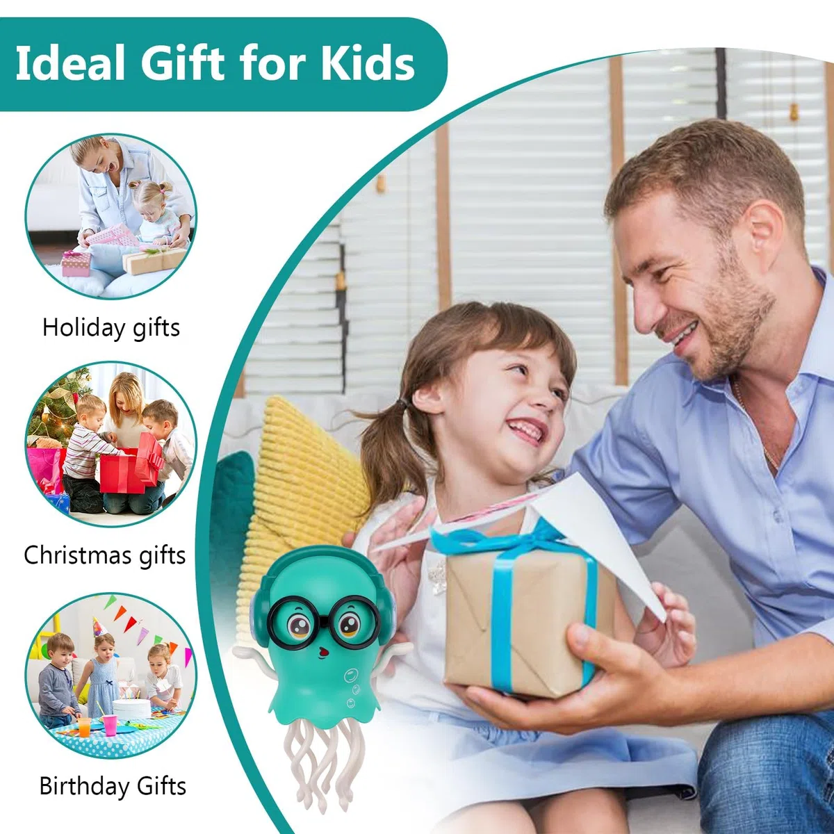 Danza meduse giocattolo elettrico per bambini, giocattolo per gattonare, giocattolo musicale con luci a LED (verde)