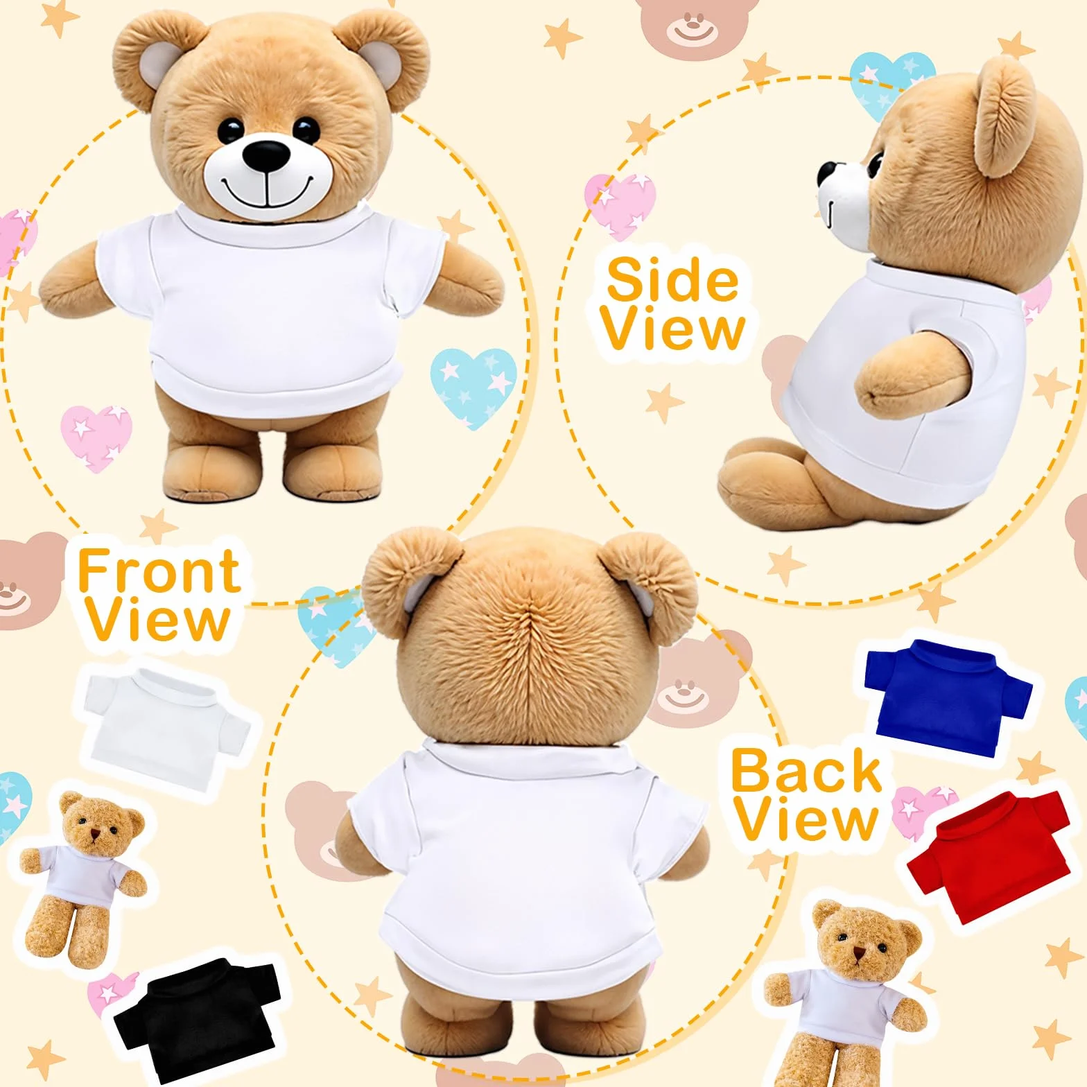 4 pezzi Build a Bear Clothes Mini Bear Abbigliamento Orso Bambole Vestiti Orso Peluche Vestiti Orsetti 12-16 pollici Crea le tue bambole di peluche Out fits E Accessori-B