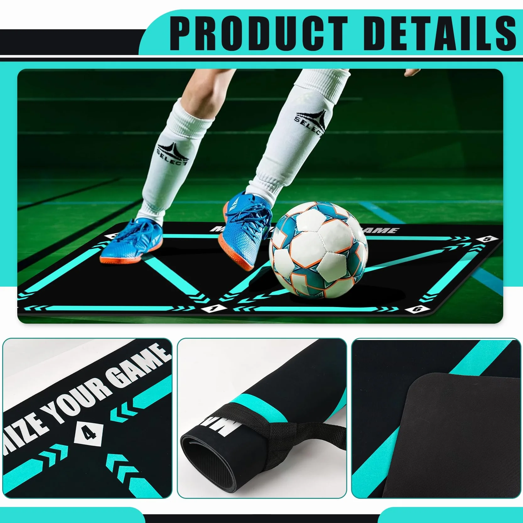 Tappetino da Allenamento per Calcio,90x60cm Tappetino da Calcio,Calcio Tappeto Allenamento,Tappetino da Calcio per Allenamento,Mat Di Allenamento Da Calcio,Allenamento Calcio per Bambini/Adulti