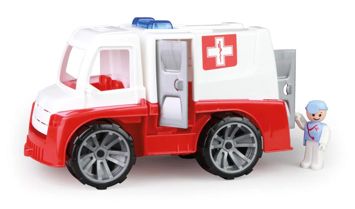 LENA - Truxx Macchina Ambulanza Veicolo Giocattolo per 2+ Anni Bambini, Rosso/Bianco