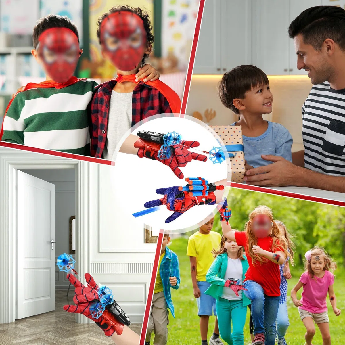 Set di 2 Guanti per Bambino,Guanti Maschera Spara Ragnatele Launcher Set,Giocattolo da Polso Web Launcher Toy,Giochi Bambino 5-10 Anni (A)