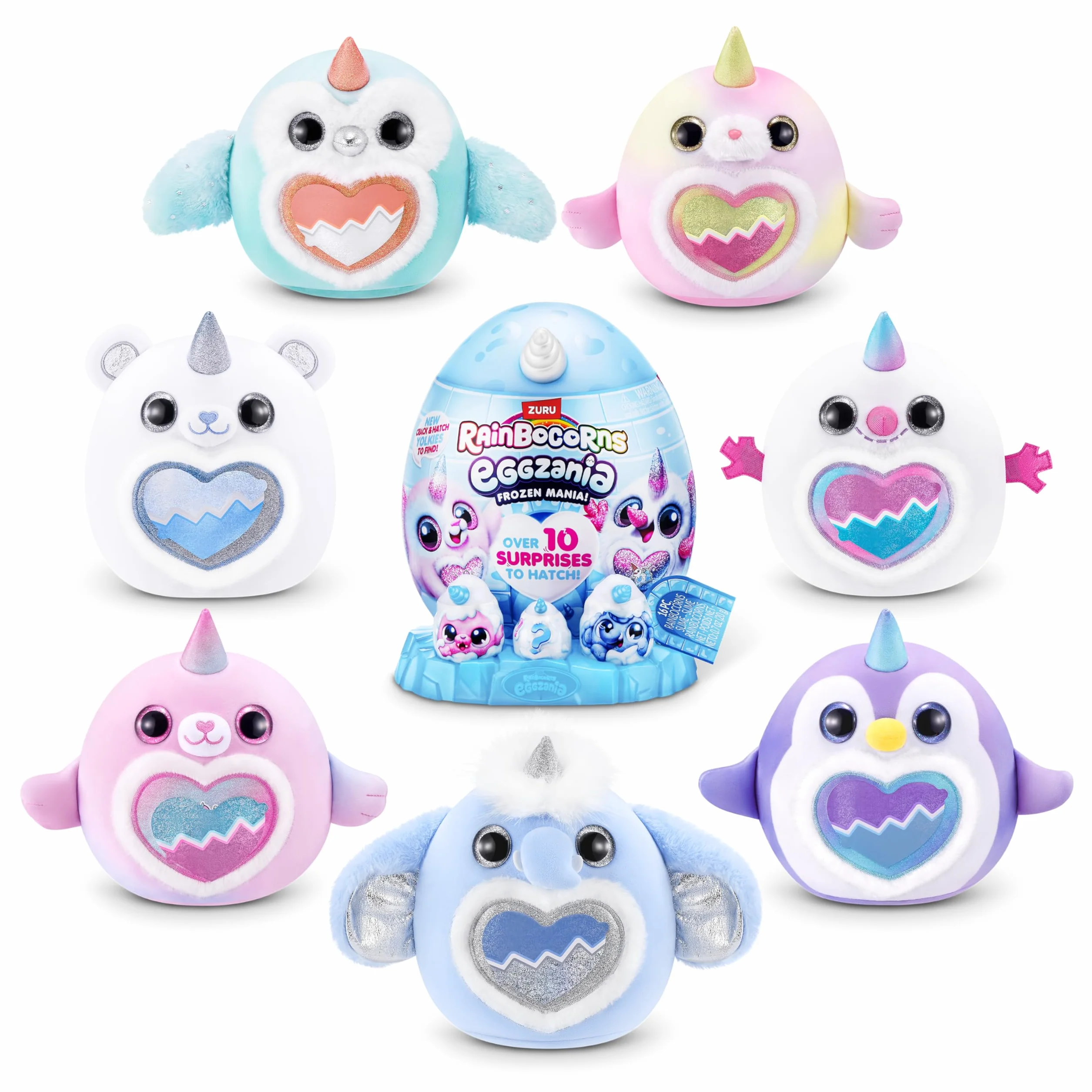 Rainbocorns Eggzania Frozencorn Mania di ZURU (FROSTINE), peluche da collezione per bambine dai 3 anni in su
