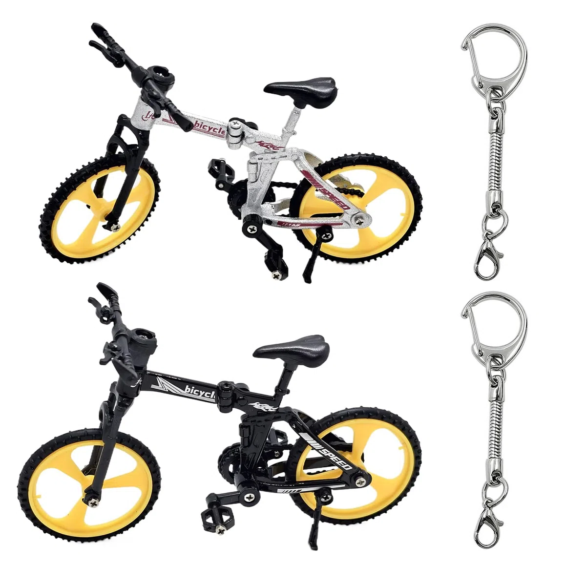 Modello di bicicletta a 2 pezzi, mini bicicletta, modello di simulazione creativa, ornamenti decorativi da tavolo, giocattolo modello di bicicletta per bambini