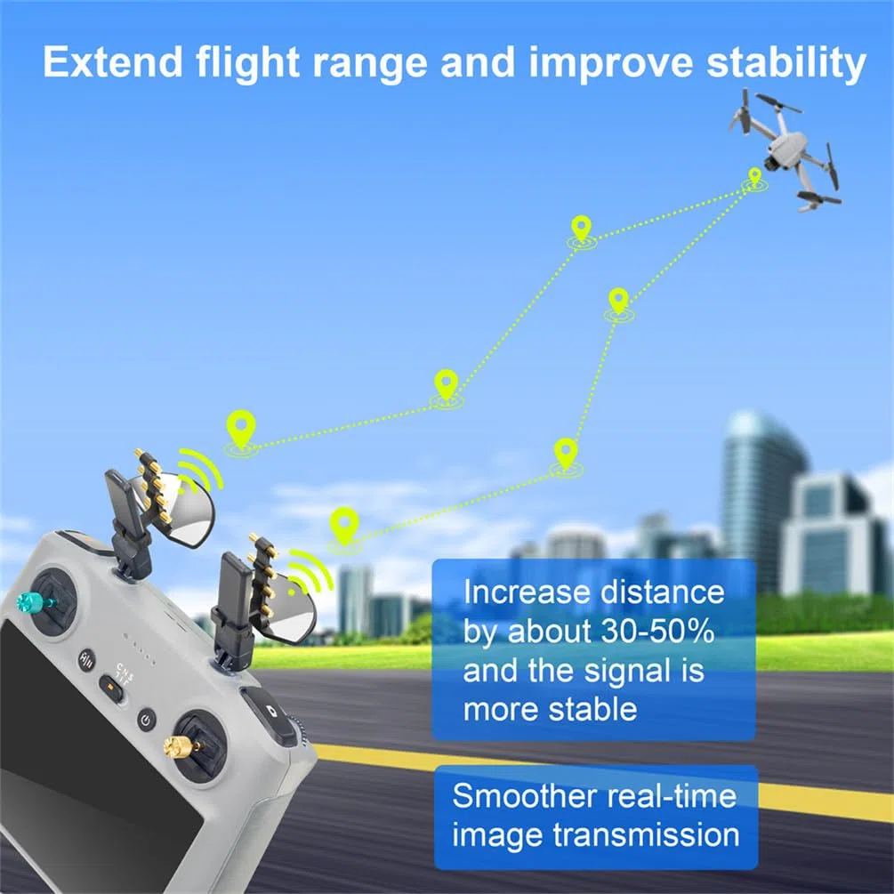 RC Signal Booster Range Extender per DJI Mini 4 Pro/Air 3 RC2, per Mavic 3 Pro Cine Telecomando Amplificatore di Segnale Antenna Accessorio