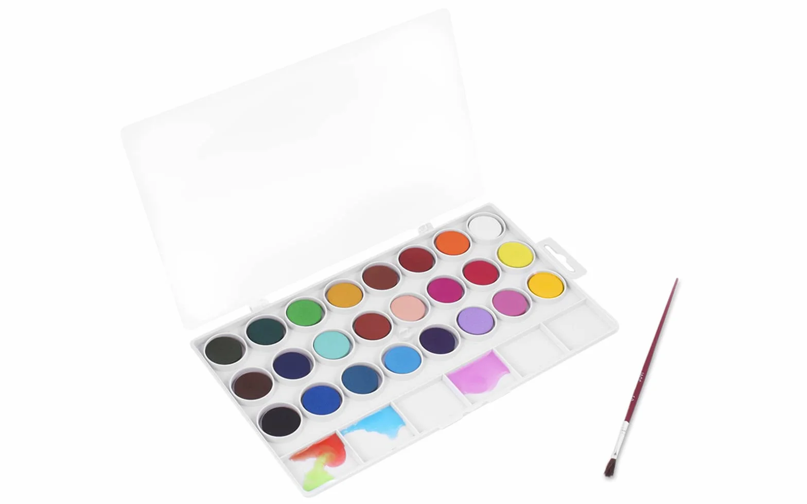 Jovi - Scatola di Acquerelli con Pennello, 24 vaschette da 22mm, Colori Brillanti e Intensi, Pittura facile da diluire con acqua e ad asciugatura rapida, Senza Glutine