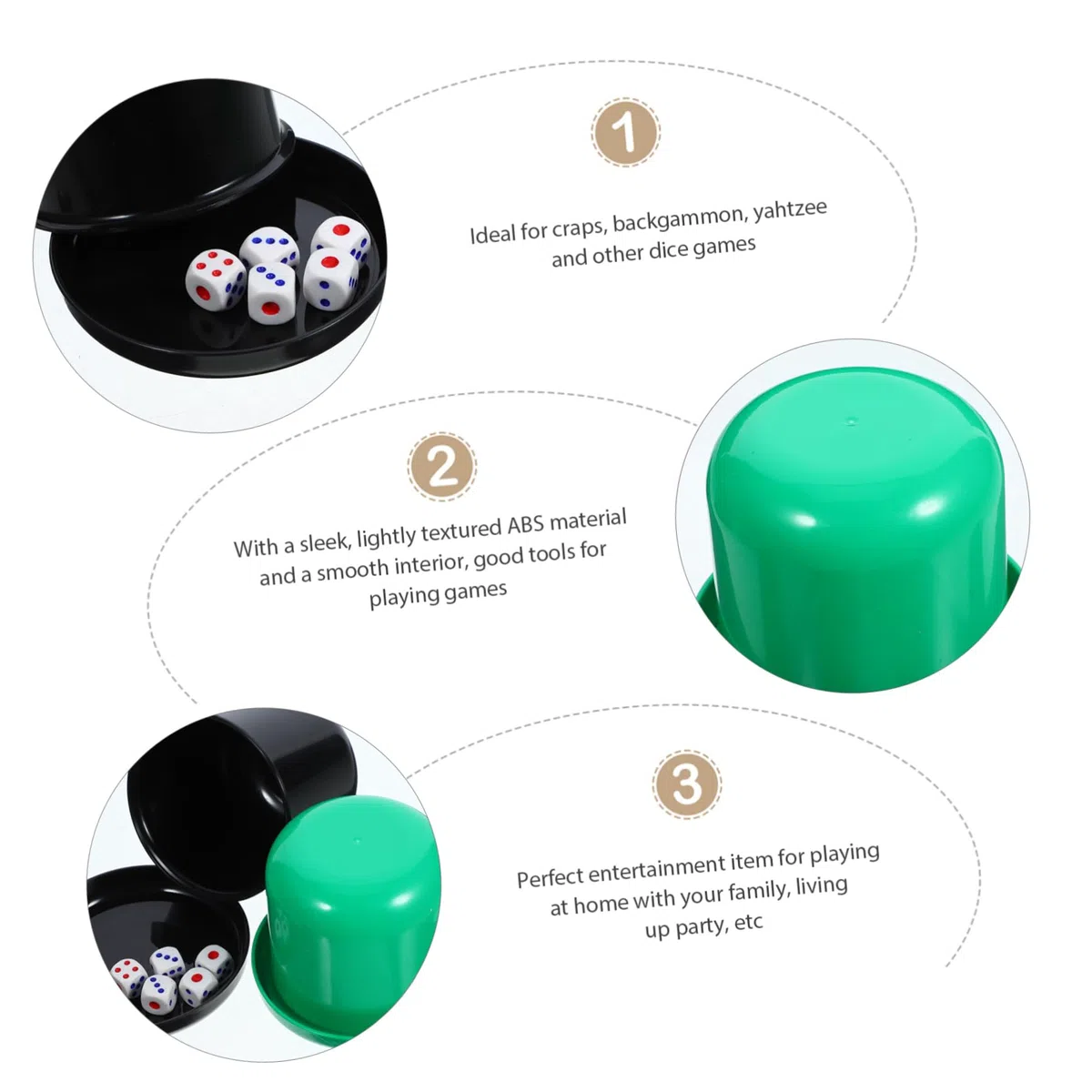 Toyvian 5 Pezzi Di Dadi Impilabili Tazza Punto Di Plastica Dadi Agitatore Di Set Di Tazze Di Plastica Set Gioco Tazze Con Coperchio Base Shaker Tazza I Giocattolo D6
