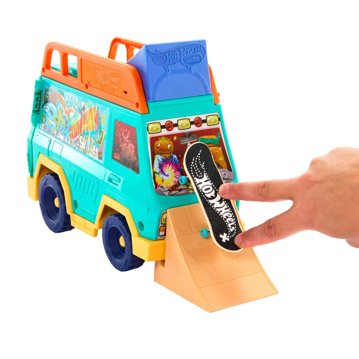 Hot Wheels Skate - Skate Van, set con veicolo, fingerboard e scarpine da skate rimovibili inclusi, realizzato in collaborazione con Tony Hawk, giocattolo per bambini, 5+ anni, JGG91