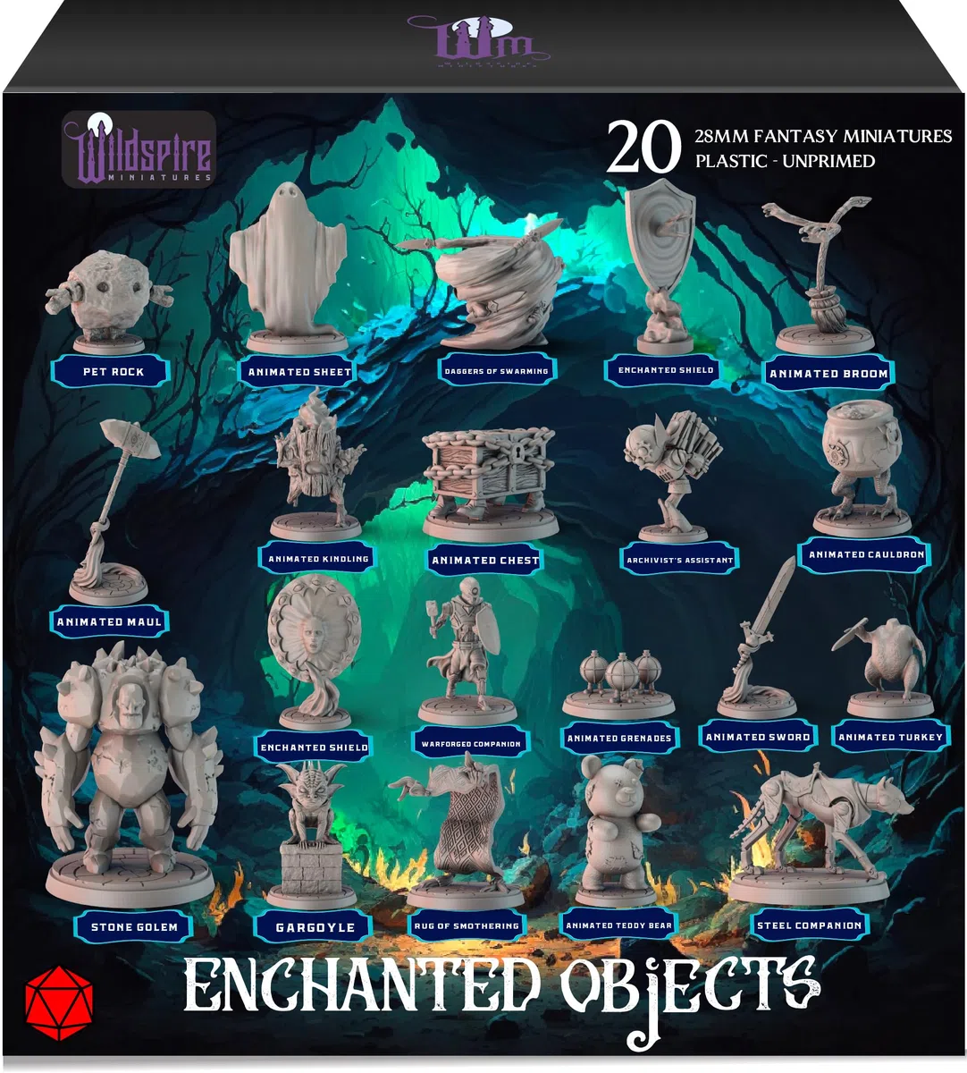 Wildspire 20 Oggetti Incantati - Magici Oggetti Animati per Miniature DND 28-32mm Dungeons & Dragons Miniature Bulk Fantasy Incantesimo Effetti D&D Figure