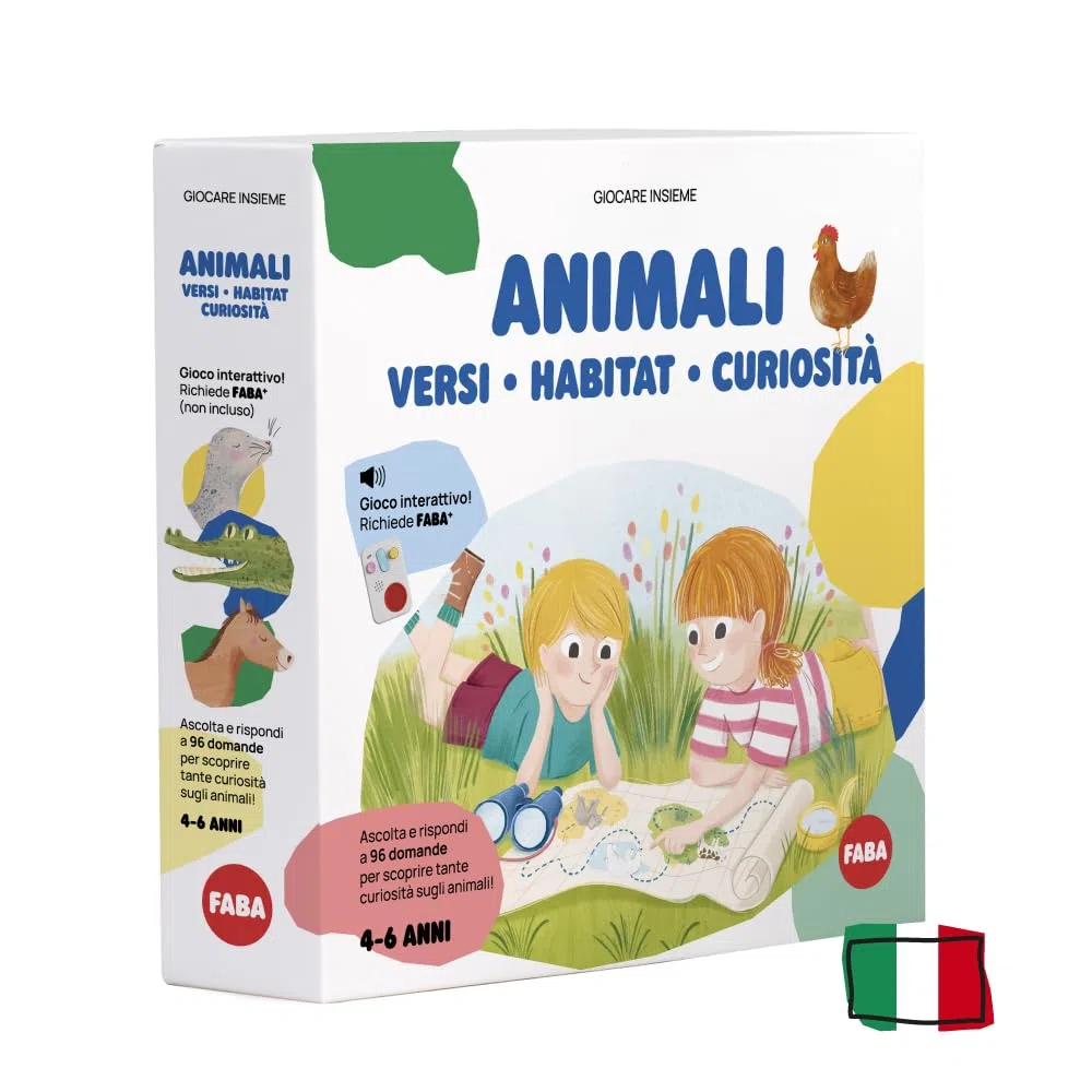 FABA Gioco - Animali: versi, Habitat, curiosità - da Usare, Bambini e Bambine 4-6 Anni, Gioco educativo Versione Italiana