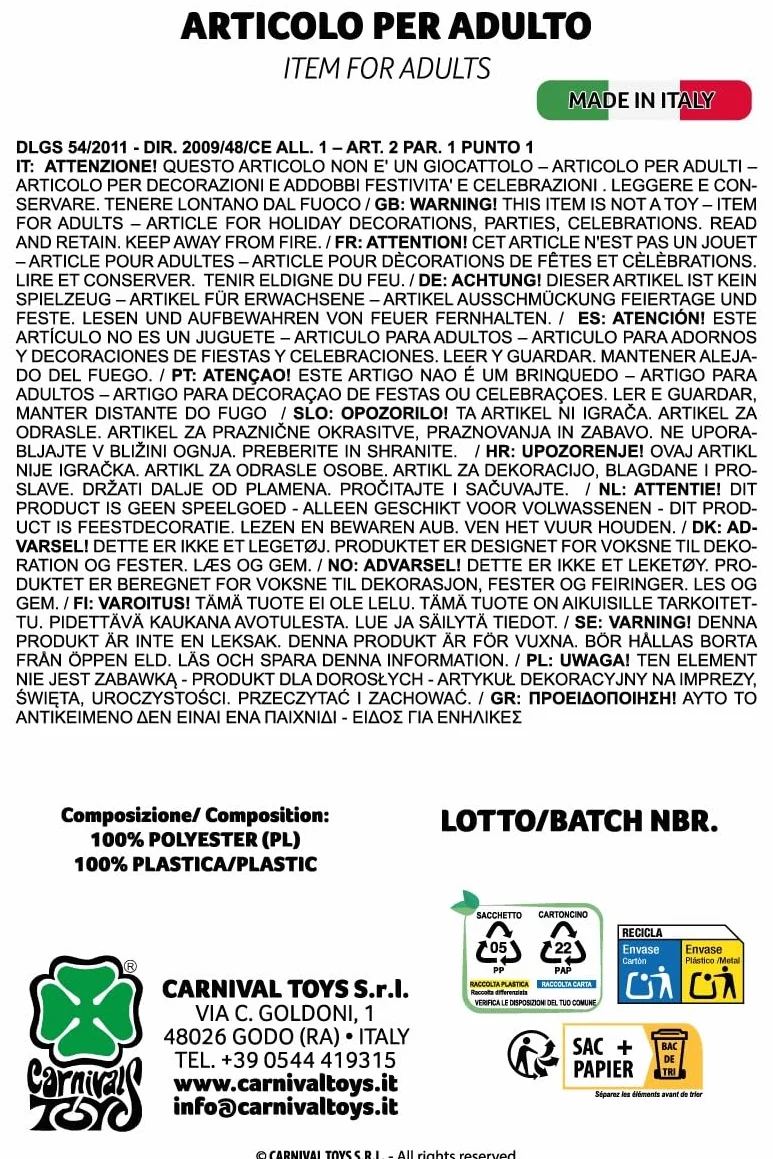 Carnival Toys Parrucca Einstein Uomo con Occhiali e Baffi – Look Scienziato Capelli Bianchi – Kit Cosplay per Carnevale, Halloween e Teatro