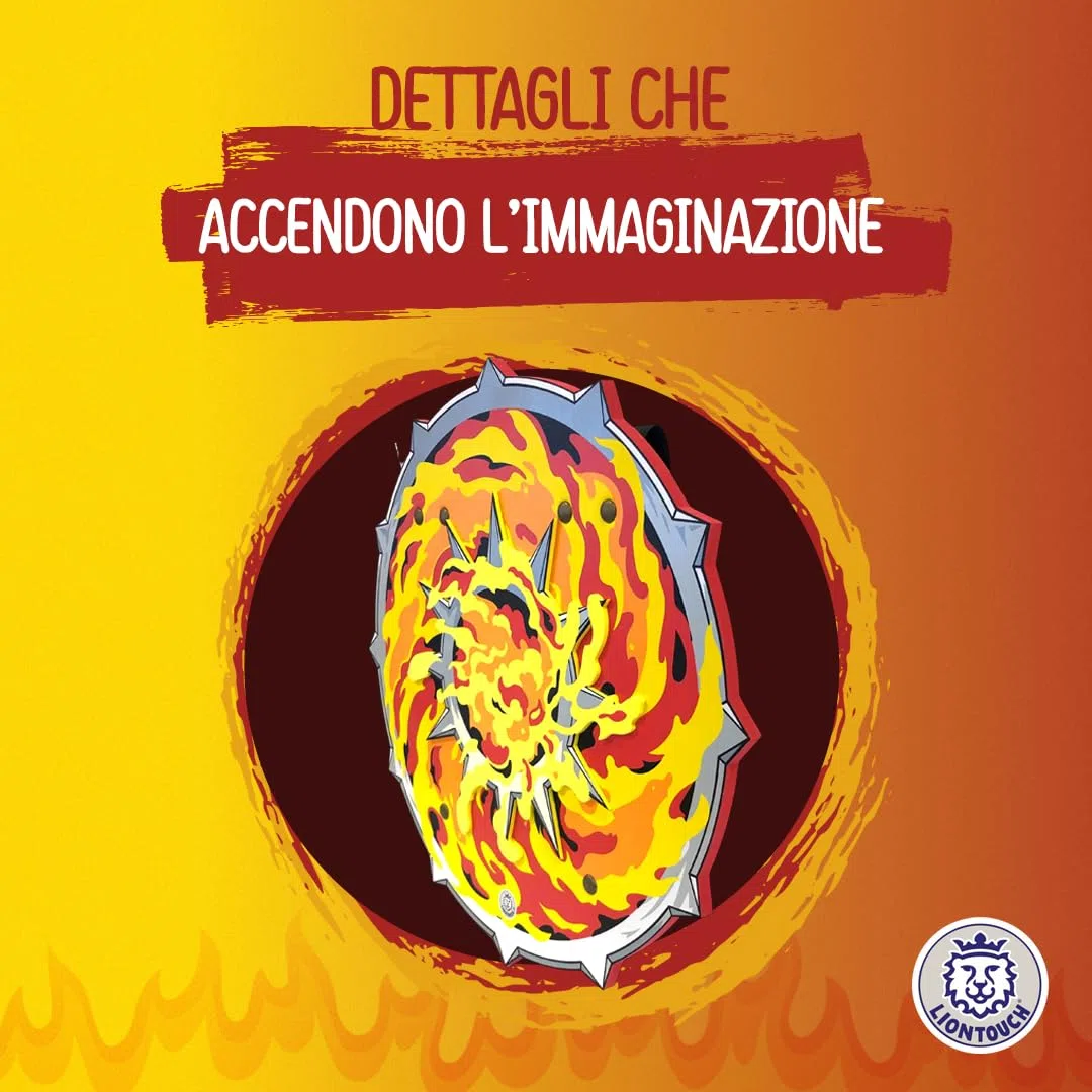Liontouch - Scudo Fantasy con Fiamme - per Bambini età 3-8 Anni | Giocattolo Medievale in Sicura Gommapiuma per Giochi di Ruolo con Tema Fiamme Ruggenti | Accessorio per Battaglie, Cosplay e Costumi