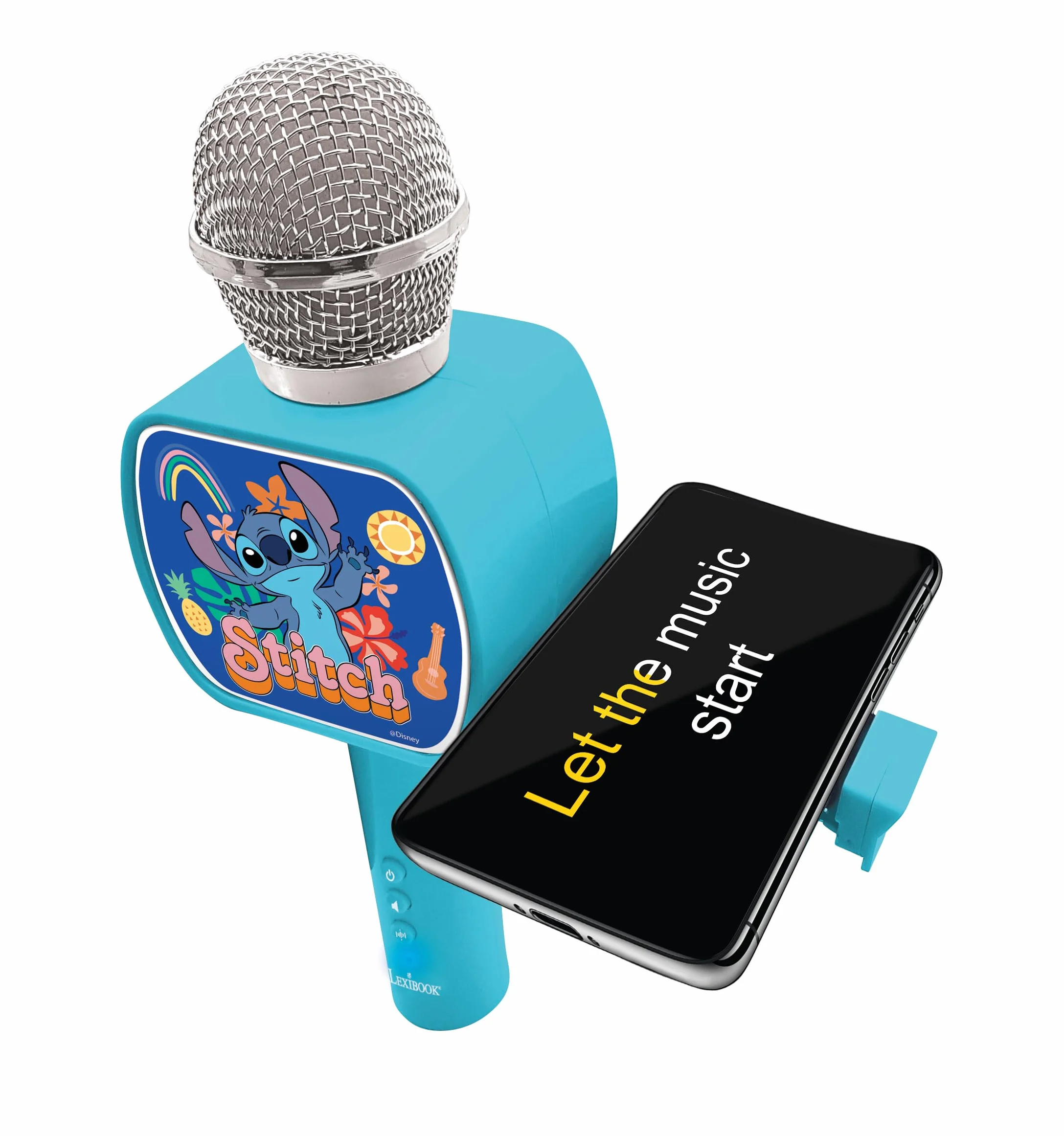 Lexibook Disney Stitch Microfono Bluetooth Funzione Cambio Voce Altoparlante Integrato Supporto Telefono Blu MIC240D