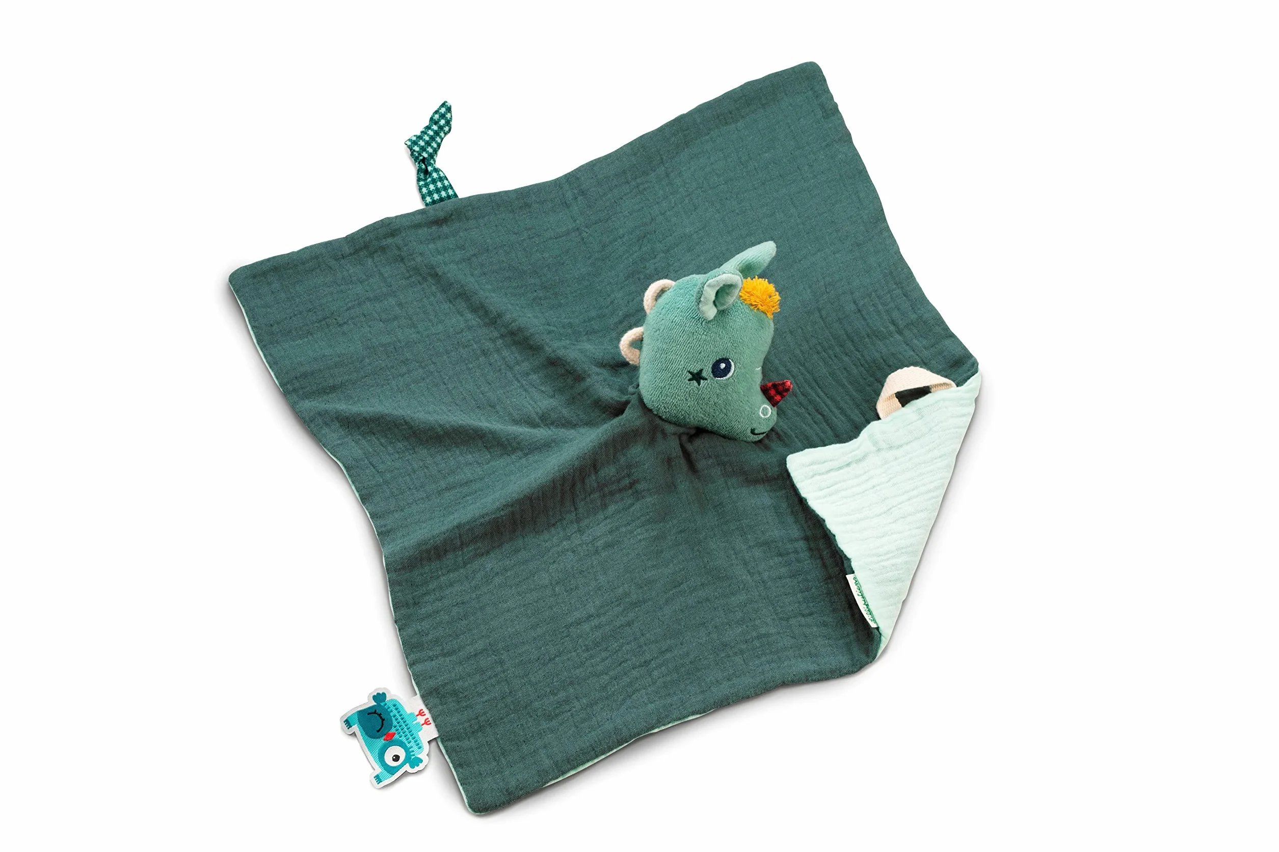 LILLIPUTIENS - Doudou marionetta Joe Il Drago - Cotone Organico - con Attacco per Ciuccio e Etichetta per Il Nome - Tessuto Molto Morbido - 32 x 32 cm - dalla Nascita - 83386
