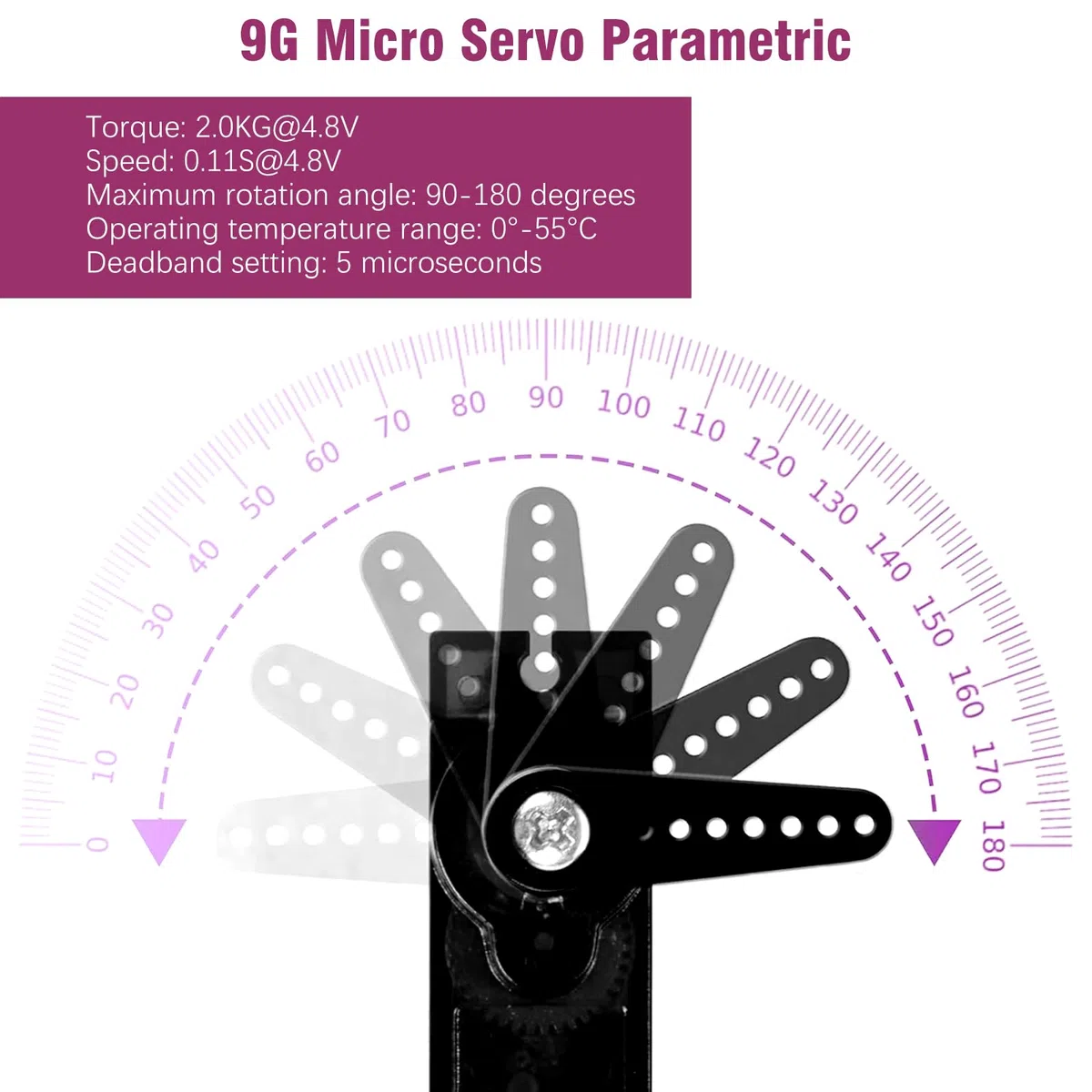 Servo Micro Motor Binghe 4 Pezzi Servomotore con Metallo Ingranaggi 9G Mini Servo Angolo di rotazione 90-180 Micro Servo per RC Smart Robot Helicopter Car Plane compatibile con Arduino