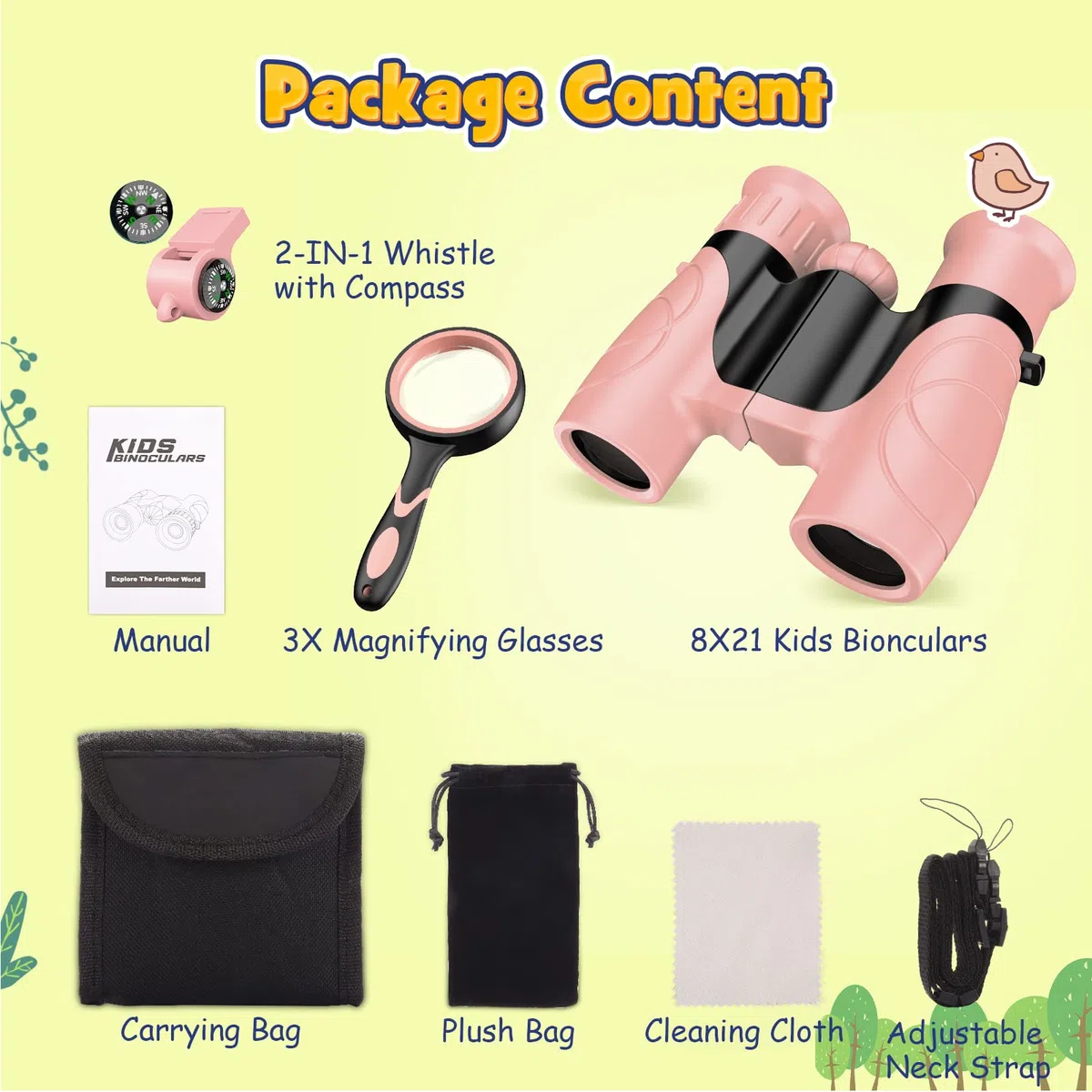 Dislocati Regali Bambini 3-10 Anni, Binocolo Giocattoli Kit Esploratore per Compleanno, Lente Ingrandimento