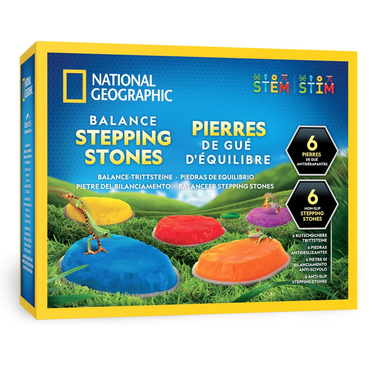 Blue Marble National Geographic Pietre per Equilibrio Bambini - 6 Pietre Antiscivolo Resistenti per Sviluppare Coordinazione e Abilità Motorie