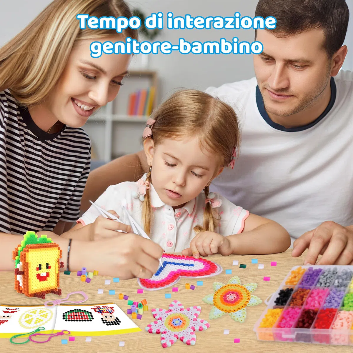 Perline da Stirare 4000 Pezzi 24 Colori Perline a Fusione con Pegboard Pinzette Piatti Set Gioco Creativo per Bambini Fai da Te, 5mm