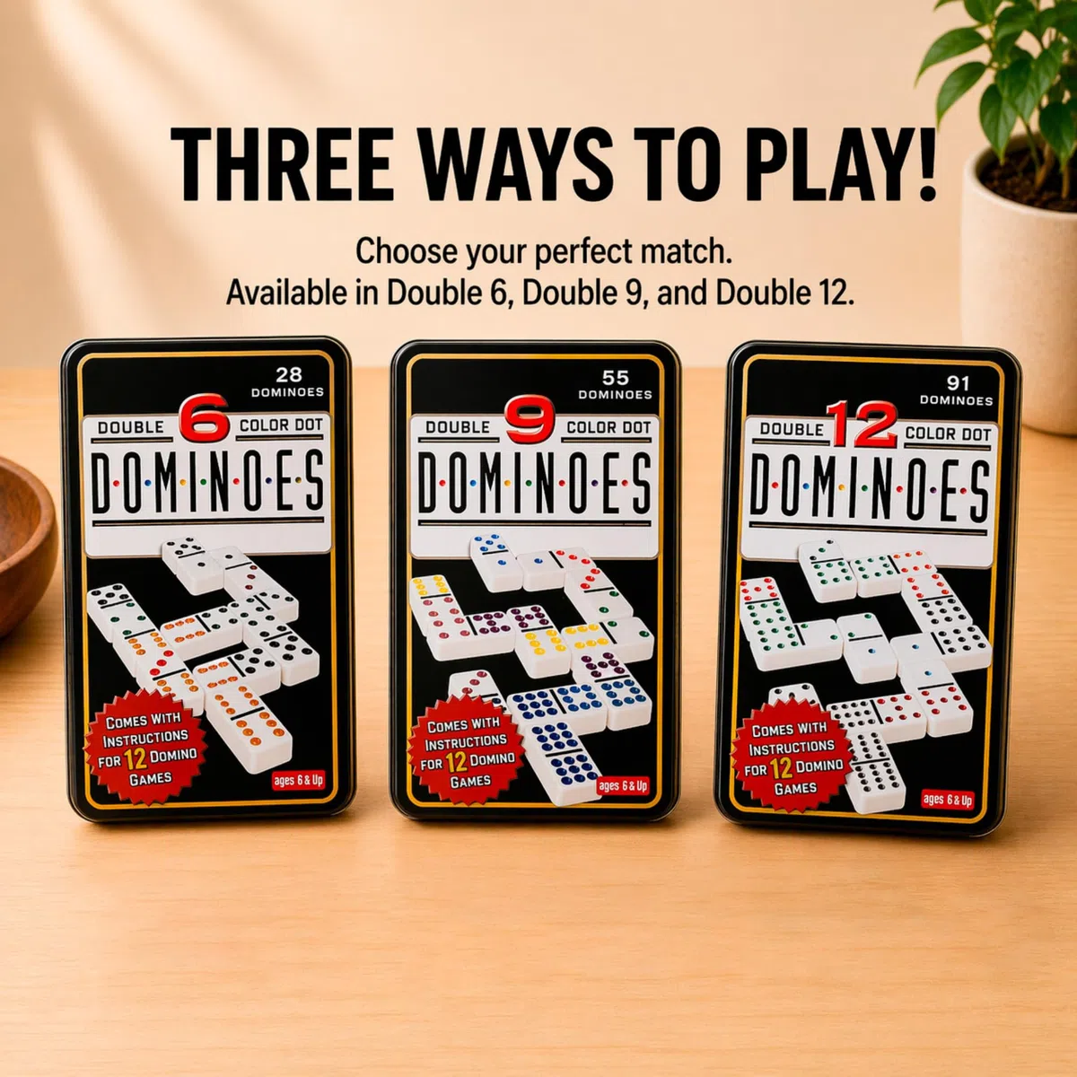 Set di Domino. Classico Gioco da Tavolo. Gioco da Tavolo per Tutta la Famiglia. Domino Colorati per Adulti e Bambini. Include Scatola per Riporli. Ideale per Viaggi, Riunioni e Tempo Libero.