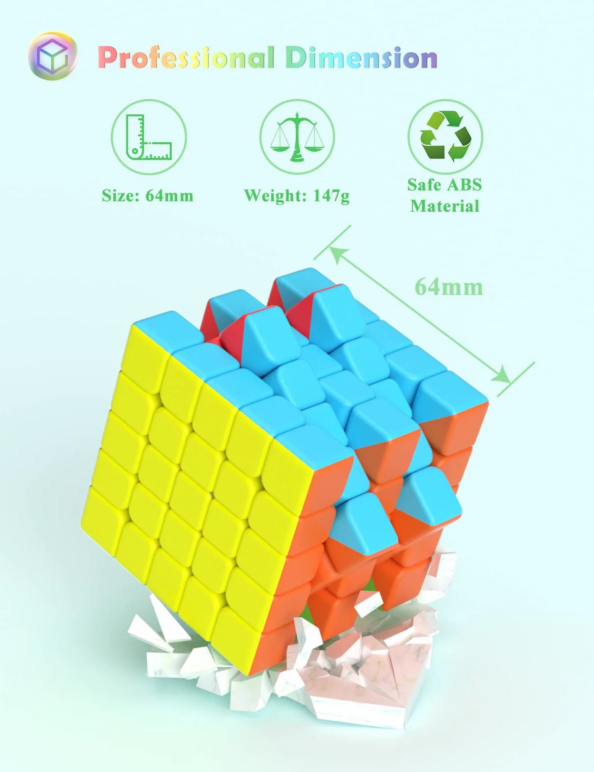 ROXENDA Speed Cube, Stickerless Cube - Solido Durevole & Tornitura Regolare, Il Miglior Cubo Magico di Puzzle 3D - Gira più Velocemente Dell'originale(5x5x5)