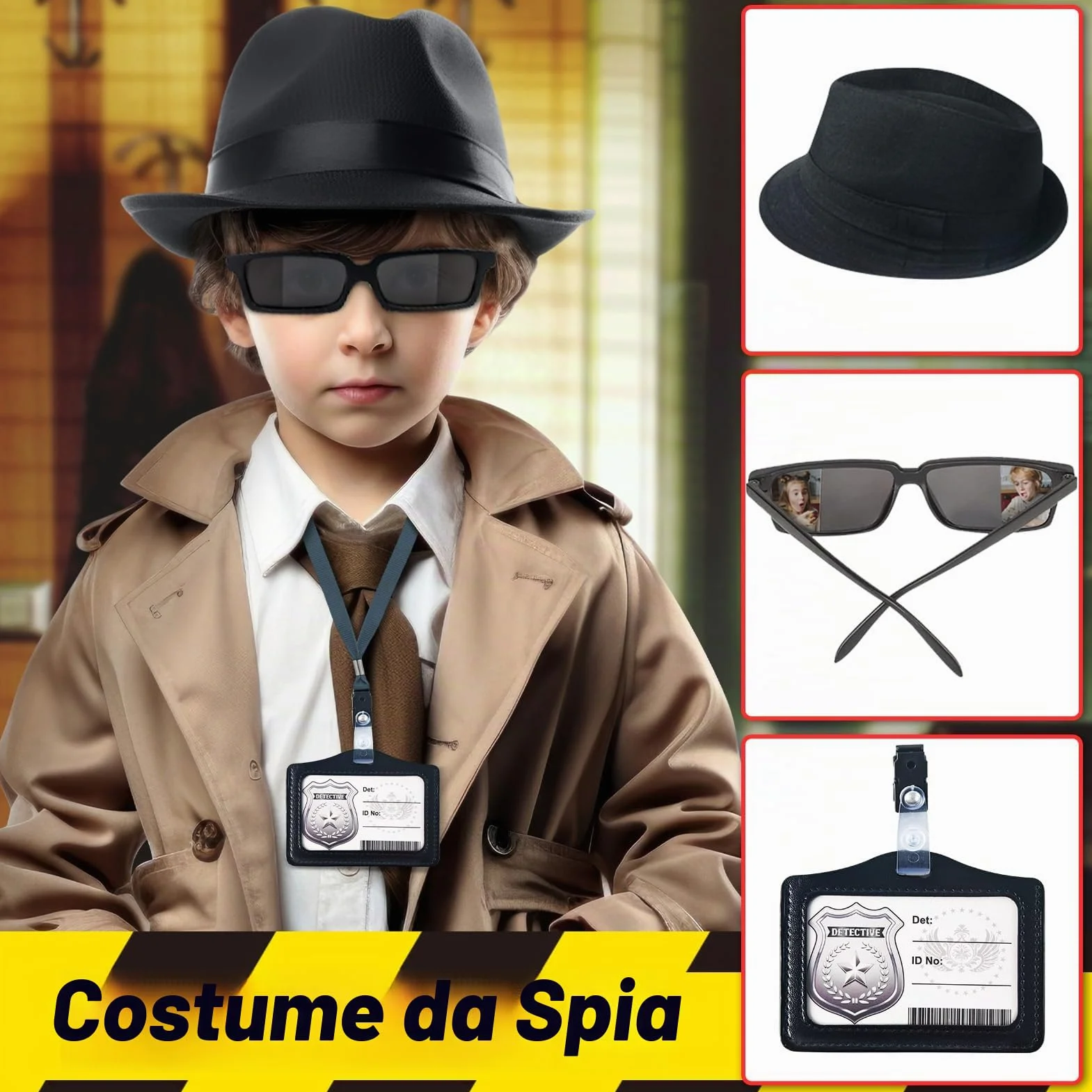 UNGLINGA Set di giocattoli da detective, esperimenti e impronte digitali, gioco di ruolo, occhiali da spionaggio, regalo di compleanno