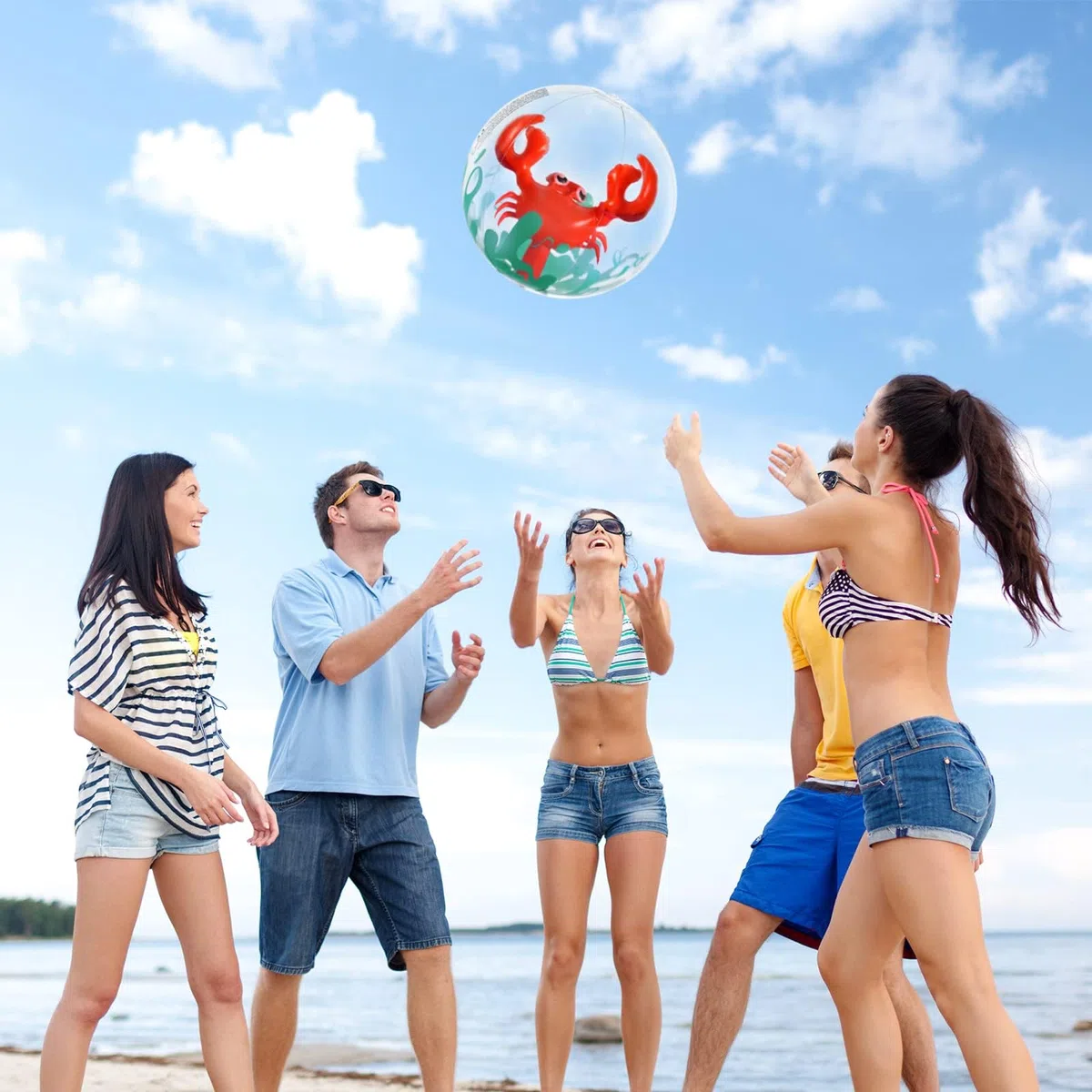 Palla Gonfiabile Spiaggia, Palla Gonfiabile Piscina, 2 Pezzi, Fenicottero E Granchio, per Bambini et Adulti, per Feste in Piscina in Spiaggia Estiva,Giocattoli da Spiaggia