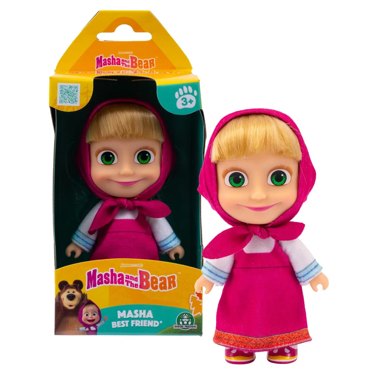 Giochi Preziosi Masha E Orso - Bambola Masha Alta 12 Cm Con Vestito Estivo Rosso E Foulard Abbinato, Fedele Riproduzione Visto In Tv, Per Bambni A Partire Dai 3 Anni