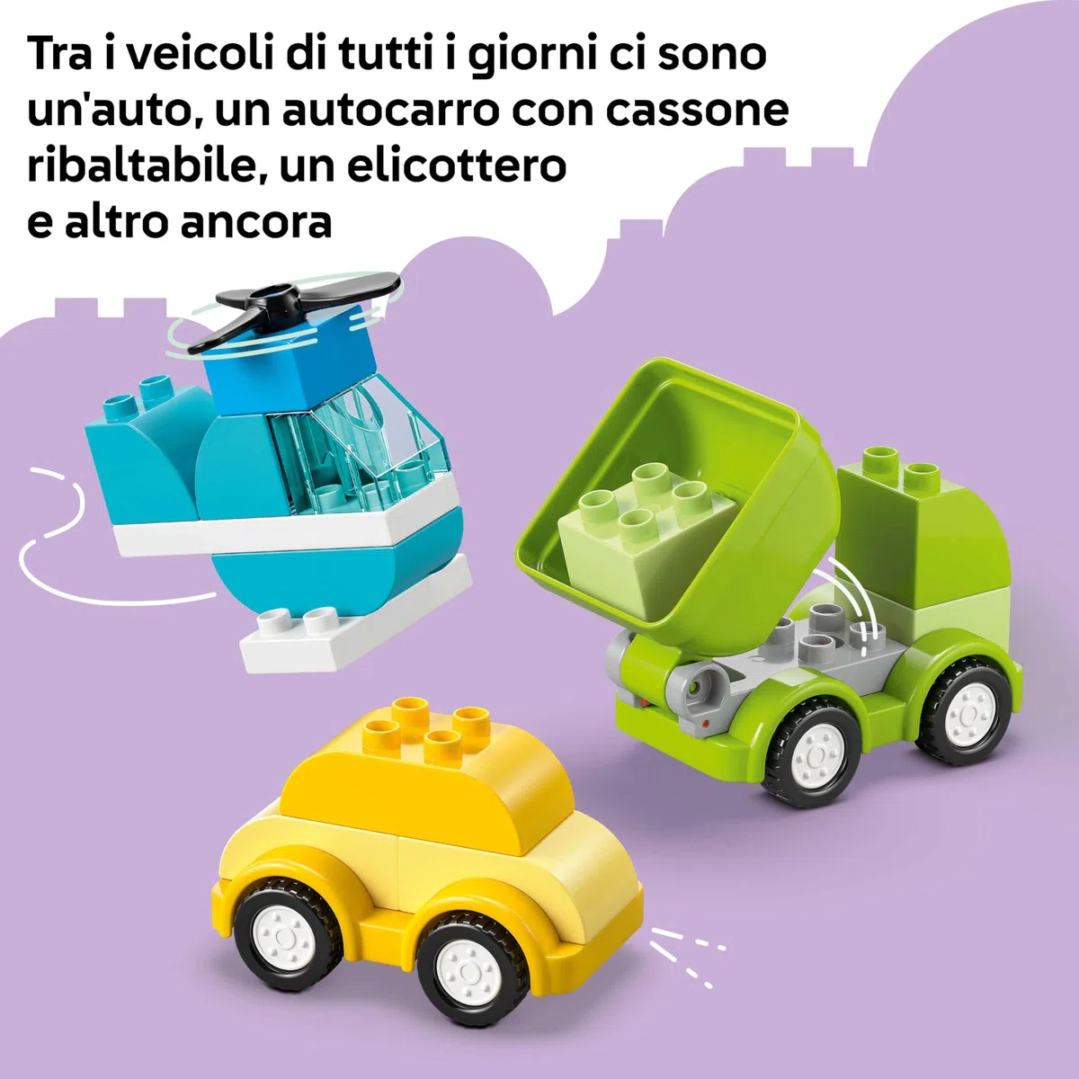 LEGO DUPLO Veicoli Creativi - Gioco Didattico e di Ordinamento con Macchine, Camion e Elicottero Giocattolo - Set per la Motricità Fine - Regalo per Bambini e Bambine da 1 Anno in su - 10474