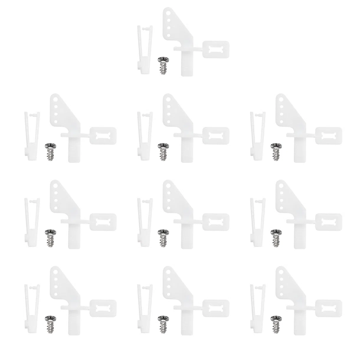 QUARKZMAN 10pz Acciaio Inossidabile 304 1,2x210mm Parti delle Aste di Spinta Z, 10pz Corno di Controllo in Nylon per Modelli RC Fai Da Te Auto Barca Aereo Elicottero, Argento