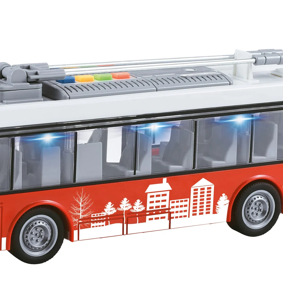 MONDO Motors - Friction BUS - Bus City Service con retrocarica frizione pull back per bambini, rosso - 51238