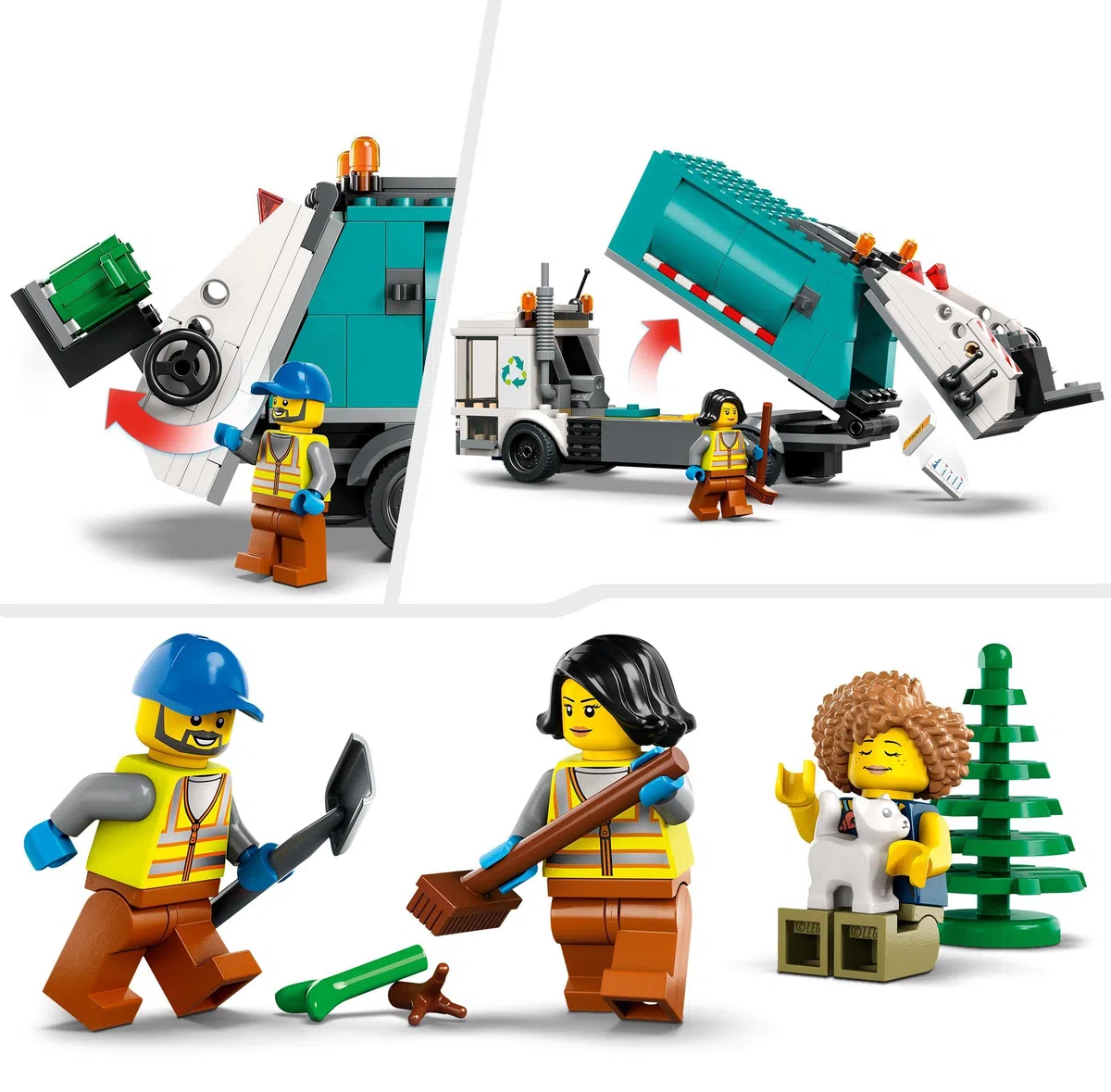 LEGO City Camion per il Riciclaggio dei Rifiuti, Camioncino Giocattolo con 3 Bidoni per la Raccolta Differenziata, Giochi Educativi per Bambini, Serie Vita Sostenibile 60386