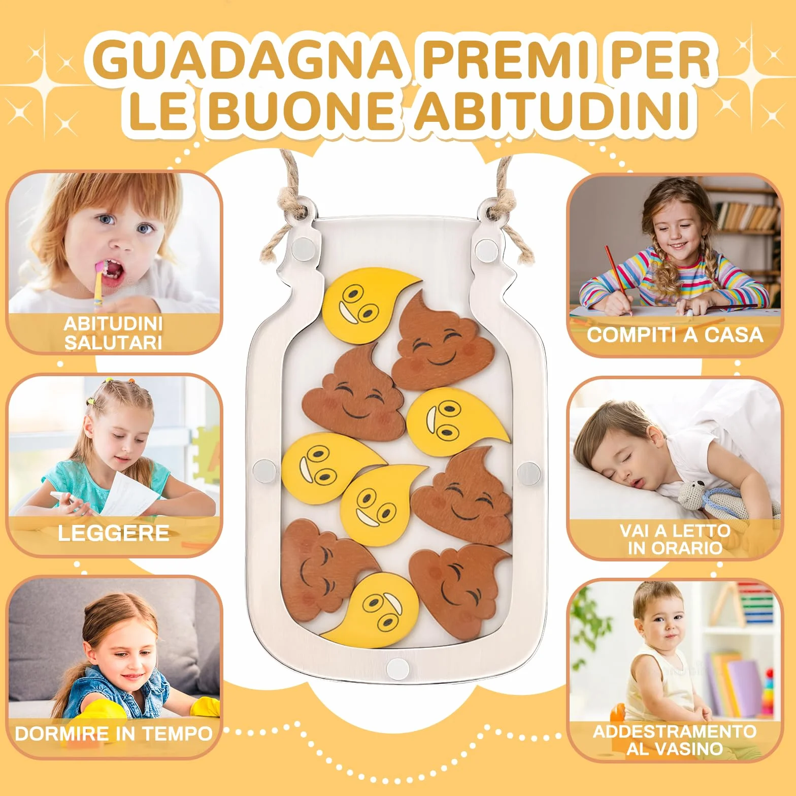 GADITIEK Tabella delle Ricompense per Bambini, Vasino Bambini, Token Economy per Ispirare Buoni Comportamenti, Barattolo per Aula Ragazzo Ragazza