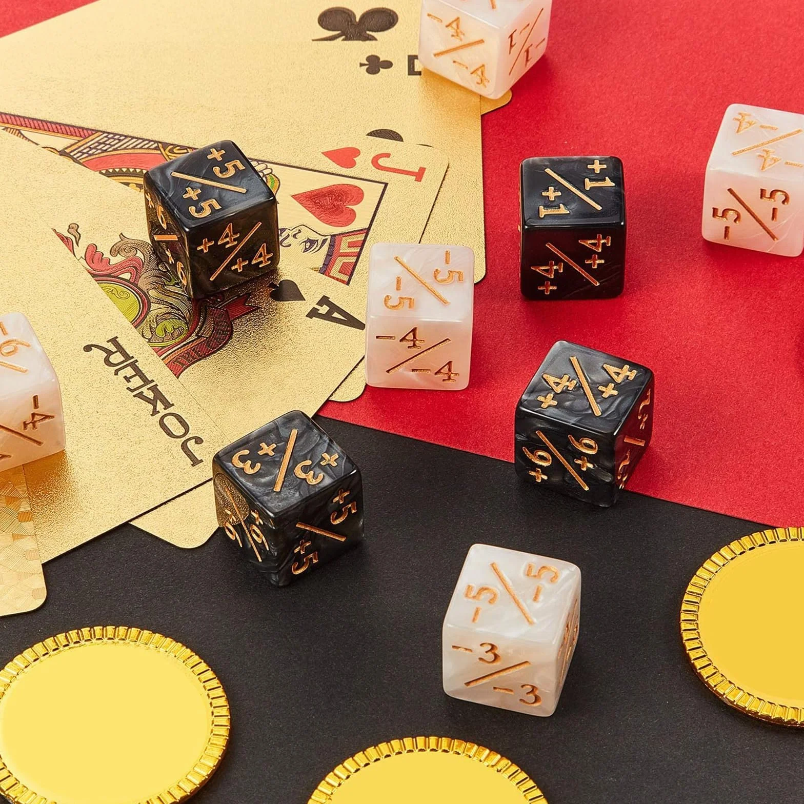 24 Pezzi Contatori di Dadi MTG di Gettone Dadi Fedeltà D6 Cubo con Borse Compatibile con MTG, CCG, Accessori per Gioco di Carte, 2 Stili