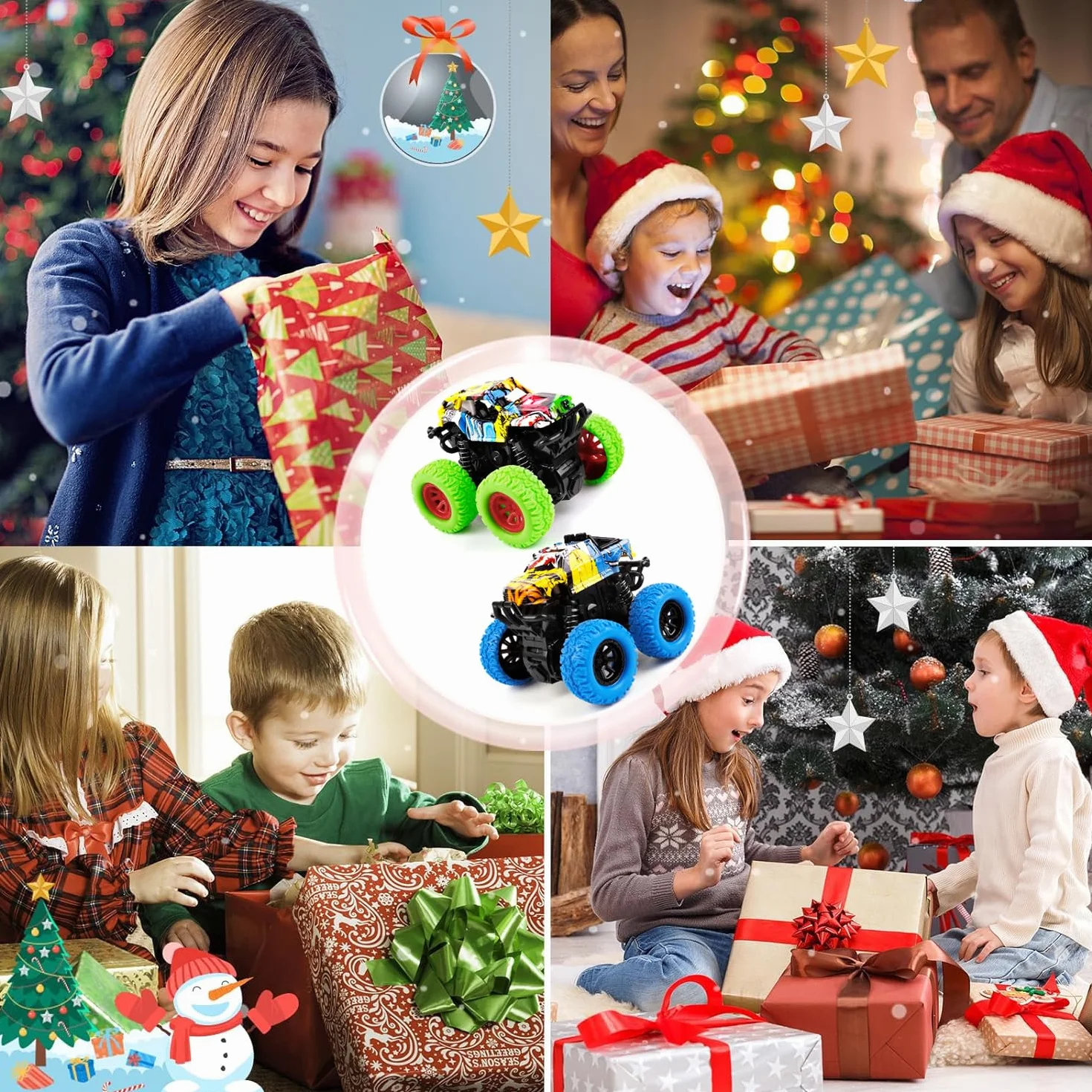 Monster Truck, Macchinine per Bambini 2 3 4 anni, 2 Pezz Macchina Giocattolo per Bambini con Rotazione a 360 Gradi, Macchine Camion Giocattolo per Bambini Regalo