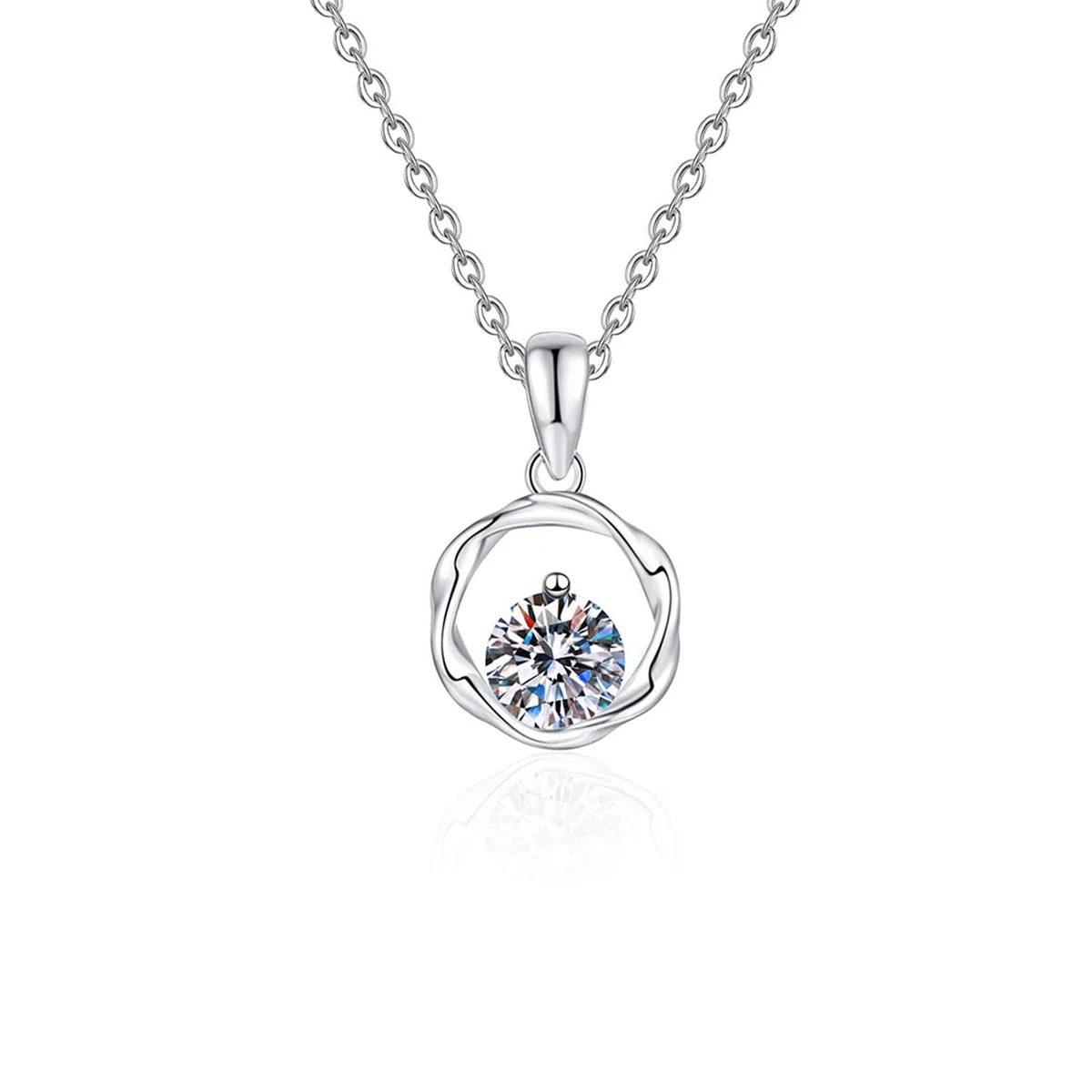 Collana Argento 925 Donna Cerchio Collane Ciondolo Cerchio Intrecciata Collane Zirconi Girocollo Rotondo Anelli Argento Collana per Donna Bambina Ragazza