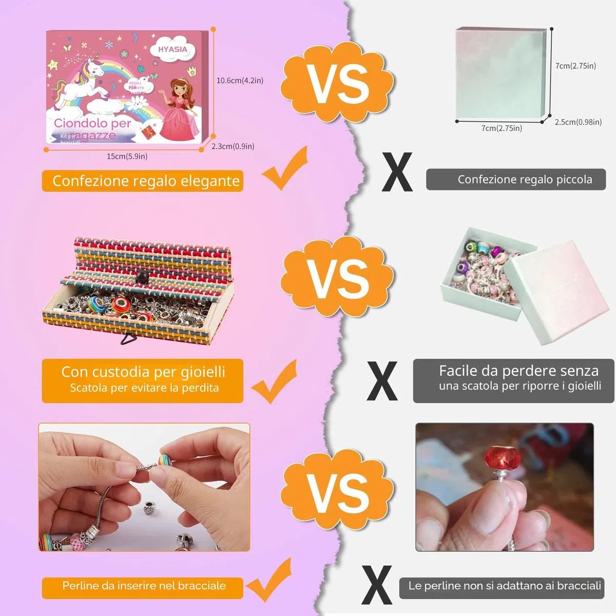 HYASIA Kit Crea Gioielli Braccialetti Unicorno, Ragazza, Bambini 5-12 anni giochi, Calendario Avvento Gioielli Bambina Idee Regalo Natale Originali