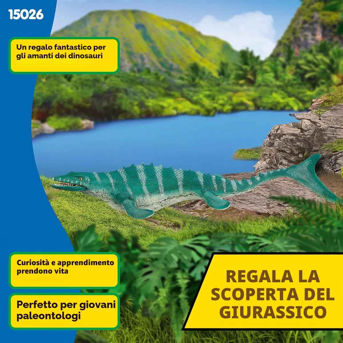 SCHLEICH DINOSAURS | Mosasaurus 15026 | dinosauro dettagliato con mascella mobile | figura da collezione di alta qualità | regalo per bambine e bambini | giocattolo dai 3 anni | 32 x 12 x 7 cm