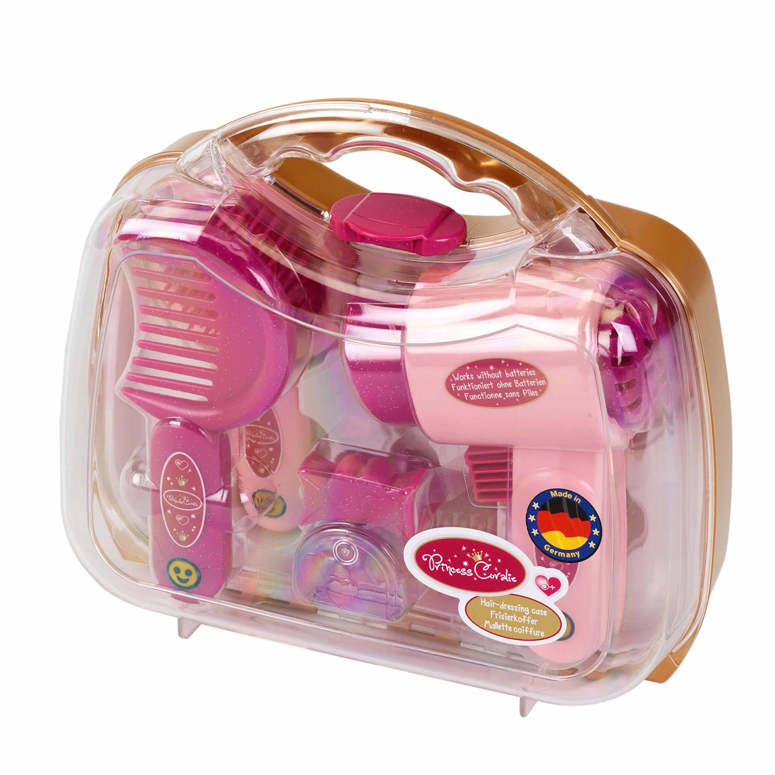 Theo Klein 5273 Valigetta da parrucchiera, con asciugacapelli, Accessori Completi per Le Acconciature, Specchio, Spazzola, 21,5 cm x 8,5 cm x 19 cm, Giocattoli per Bambini dai 3 Anni in su