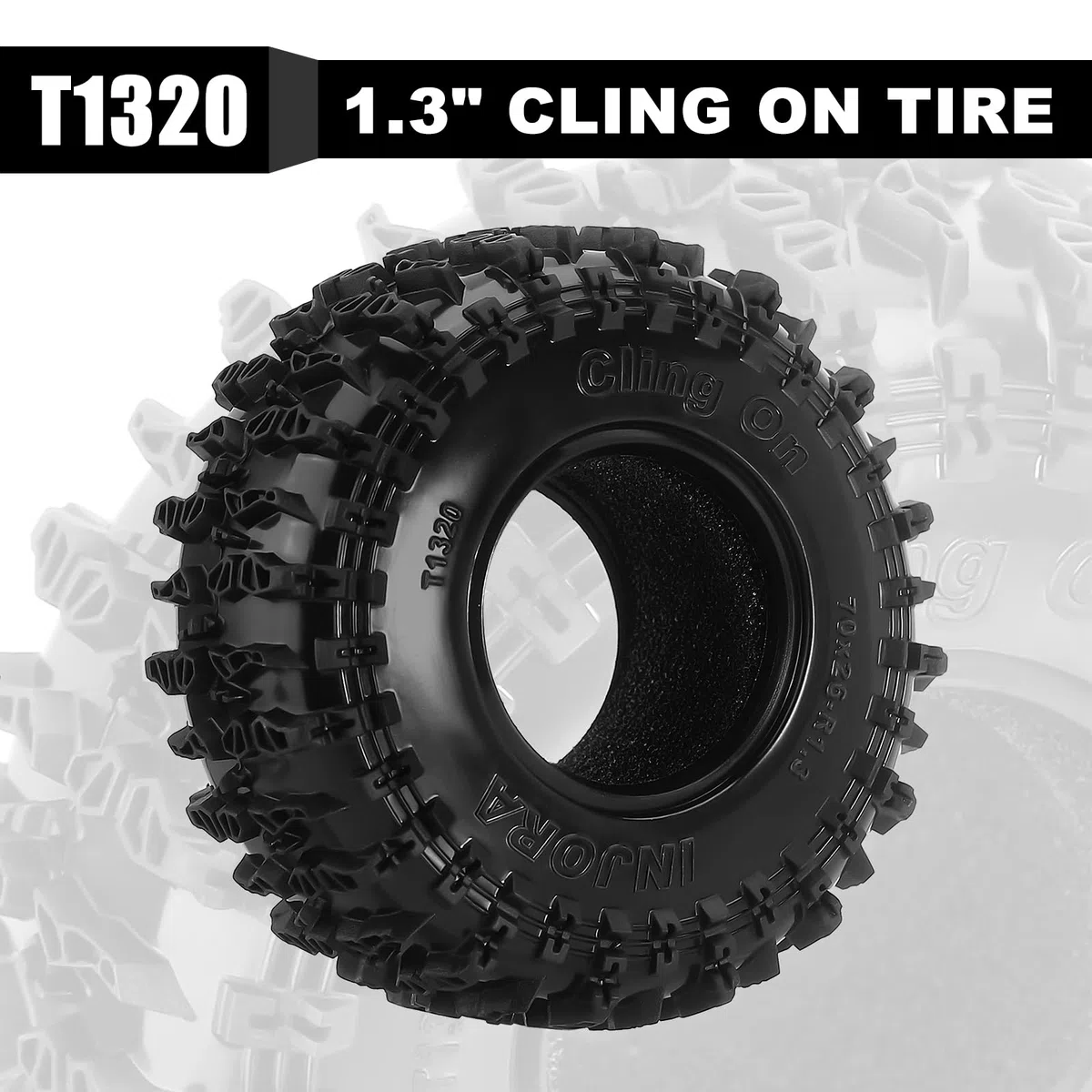 INJORA Pneumatici da 1.3" - Pneumatici S5 Cling On 70 * 26mm per SCX24 TRX4M AX24 1/18 1/24 Micro Crawler, T1320