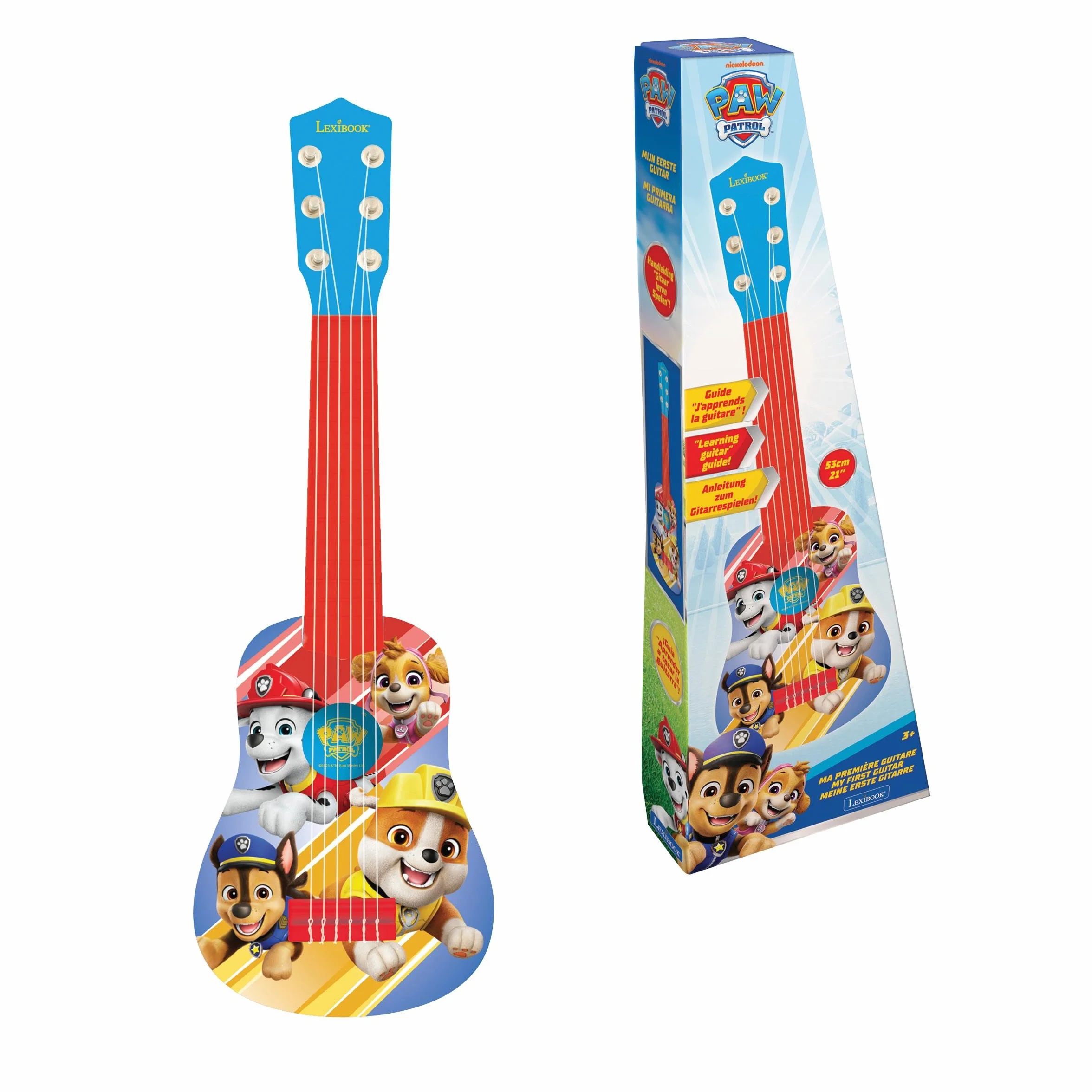 Lexibook Paw Patrol La Squadra dei Cuccioli Chase La mia Prima Chitarra, 6 corde in nylon, 53 cm, guida inclusa, blu/rosso, K200PALXB