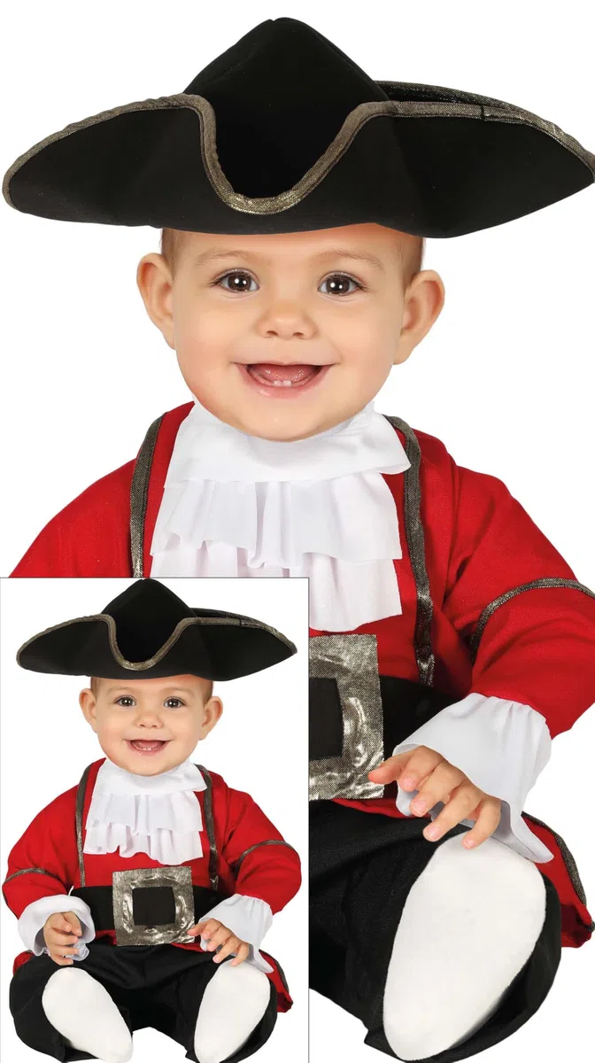 FIESTAS GUIRCA | Costume Pirata Baby - Cintura, Cappello e Tuta - Costumi da Corsaro per Halloween, Carnevale e Feste in Maschera - Ideale per Bebè Bambini - Granata e Nero