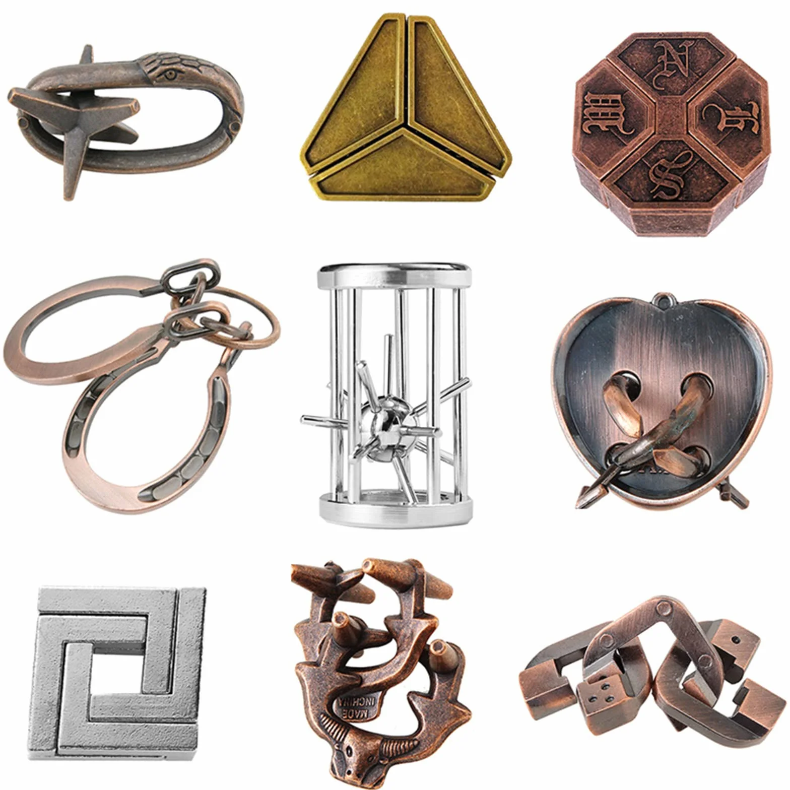 9pcs Rompicapo Metallo, Giochi Rompicapo Gioco Intelligenza, Rompicapi Giocattoli Educativo Metal IQ Puzzle Rompicapo Giocattolo Regalo per Adulti Adolescenti