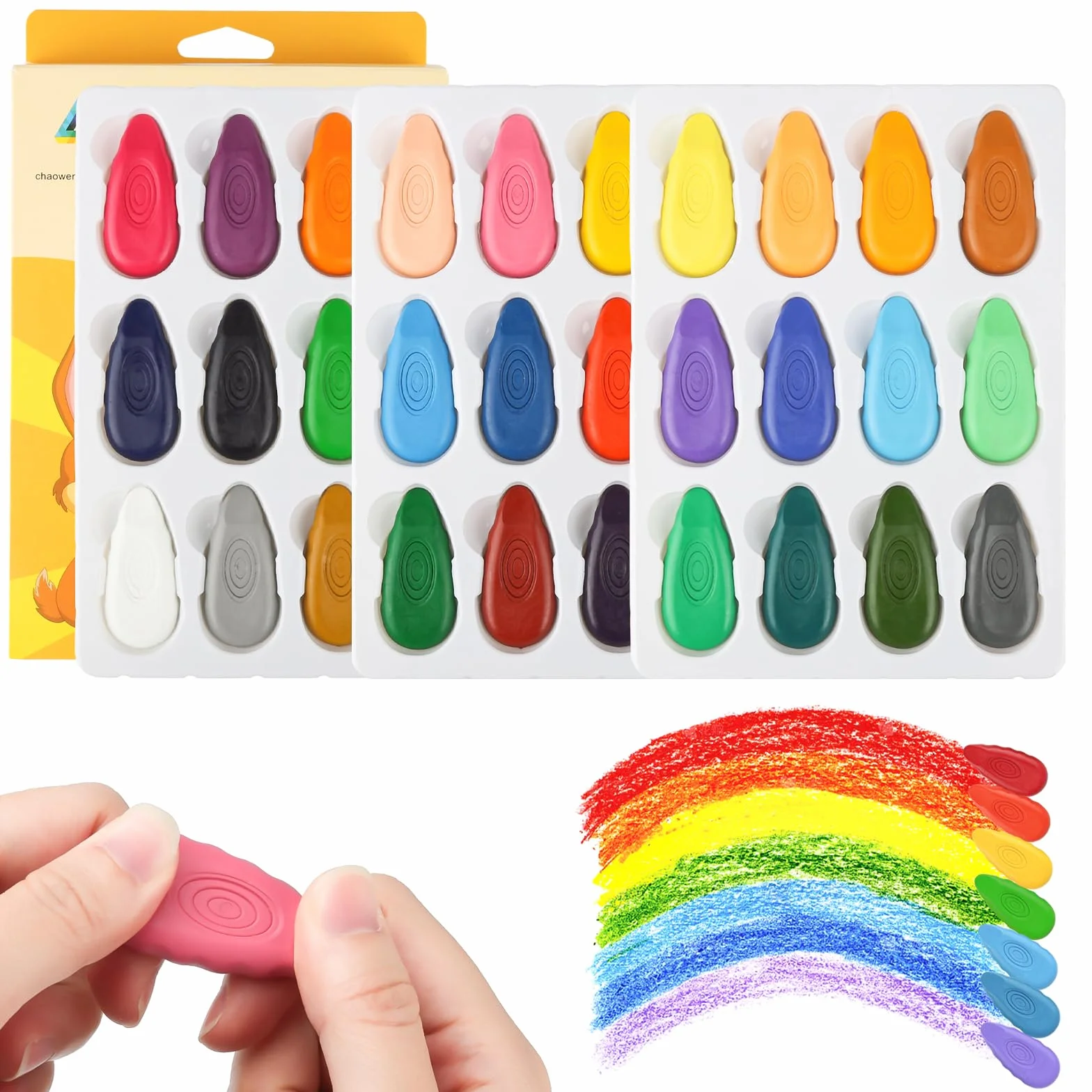 36 colori pastelli a cera per bambini piccoli, pastelli lavabili, pastelli a cera impermeabili, facili da tenere, sicurezza e non tossici, gessetti a cera per fai da te, graffiti scolastici