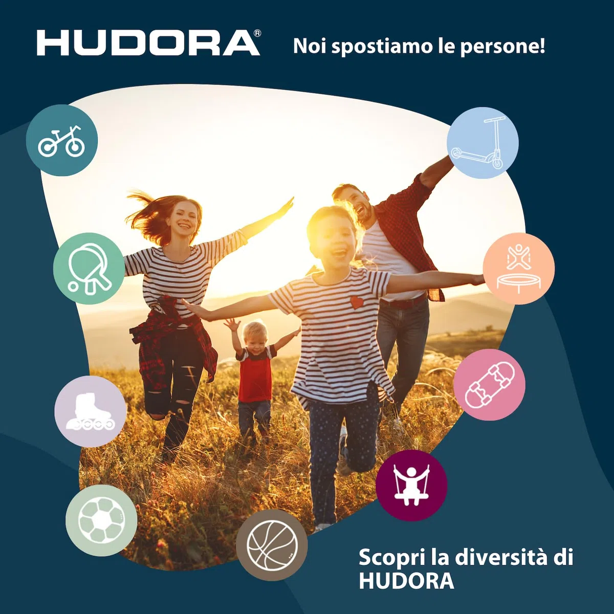 HUDORA Altalena a nido 90 - altalena nido in plastica blu per carico fino a 100kg - altalena con diametro di 90cm per interni ed esterni - Altalena familiare regolabile per bambini e adulti