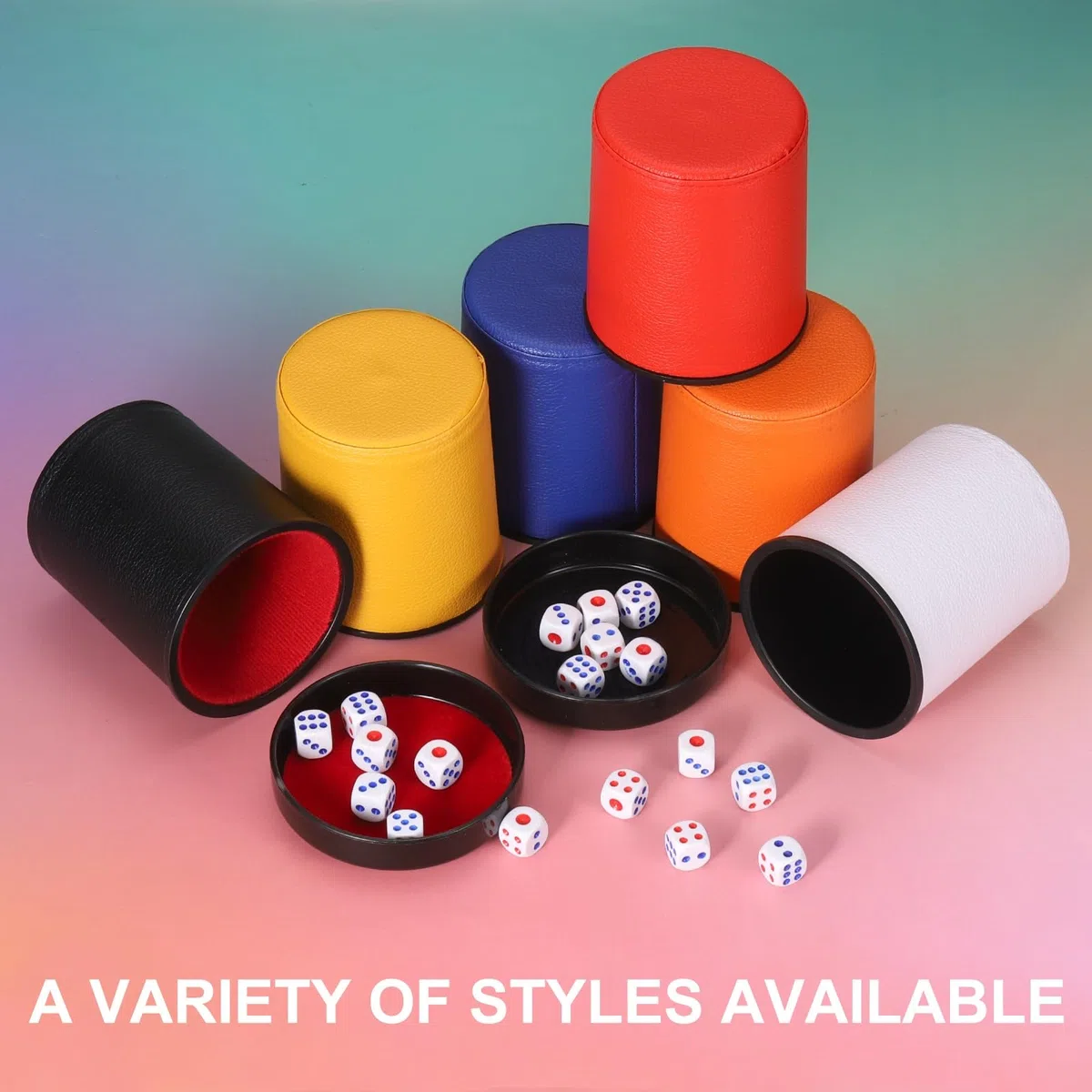 sourcing map Coppa per dadi professionale foderata in feltro, in pelle PU, silenziosa, include 6 dadi a pois per riunioni di bar, giochi da tavolo, colore: rosso