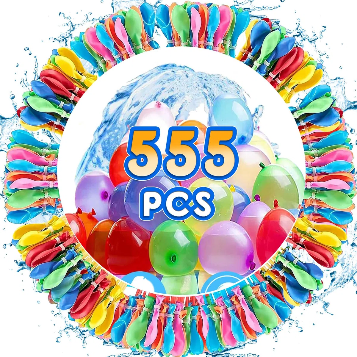Funnity 555 Pezzi Palloncini D'acqua, Palloncini Acqua Autosigillanti, Viene Fornito con 4 Connettori per Rubinetto, Adatto per Giochi D'acqua Estivi, Feste in Spiaggia