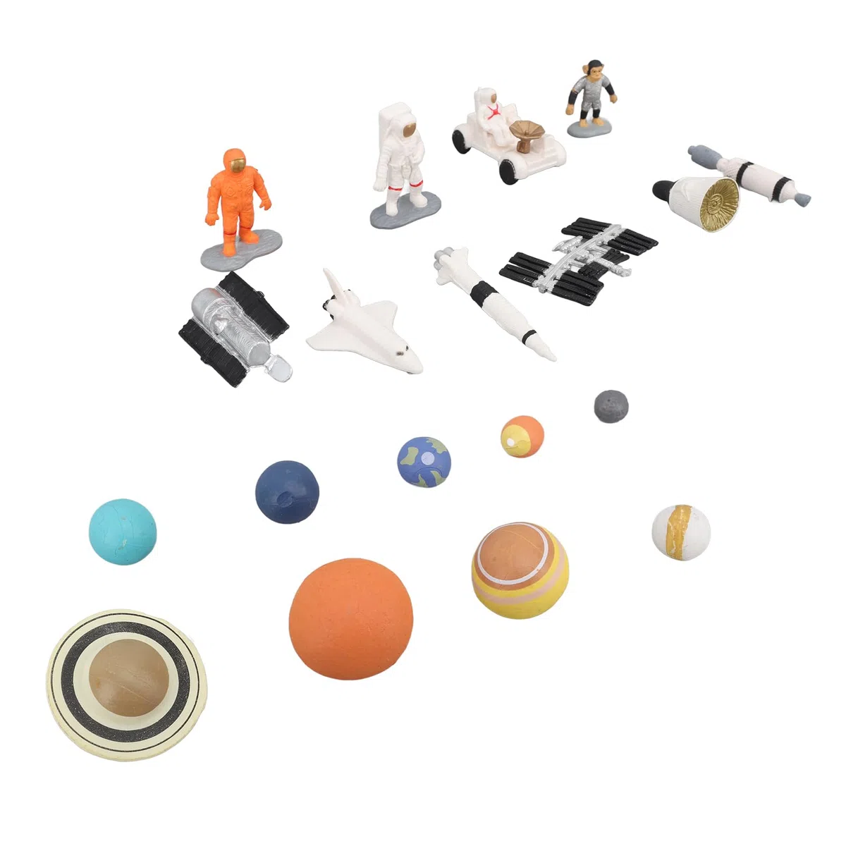 Statuetta di astronauta spaziale, modello di pianeti, realizzata a mano in PVC da collezionare con e 9 pianeti, per il giocattolo d'avventura spaziale e l'apprendimento