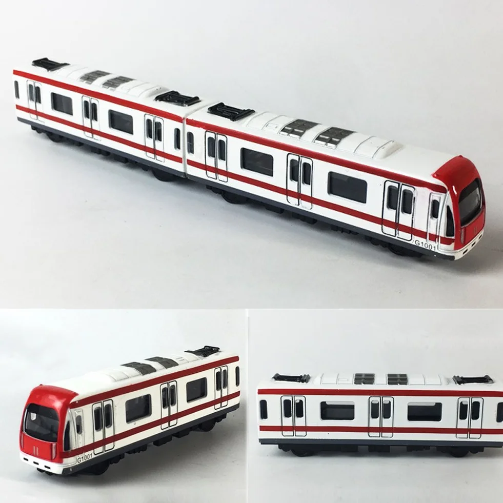 Train Modello, 4pcs giocattolo Car Set lega Ferroviario Treno della metropolitana Modello, 1/64 Scala lega Metropolitana / Model Car ToysPlay, Rosso Bianco