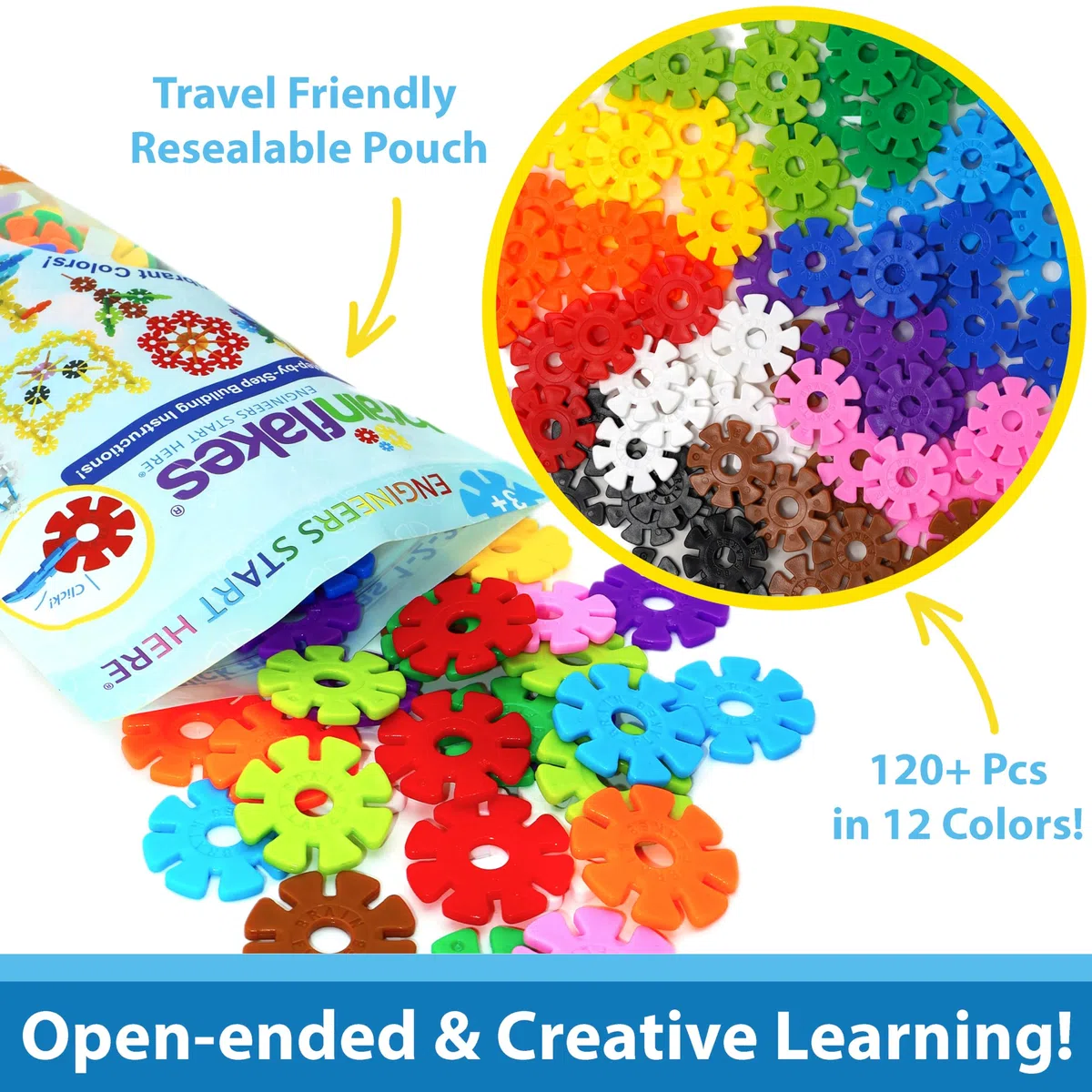 Brain Flakes Starter Set Multicolore (12 Colori) - 120 Pezzi - Sacchetto Richiudibile