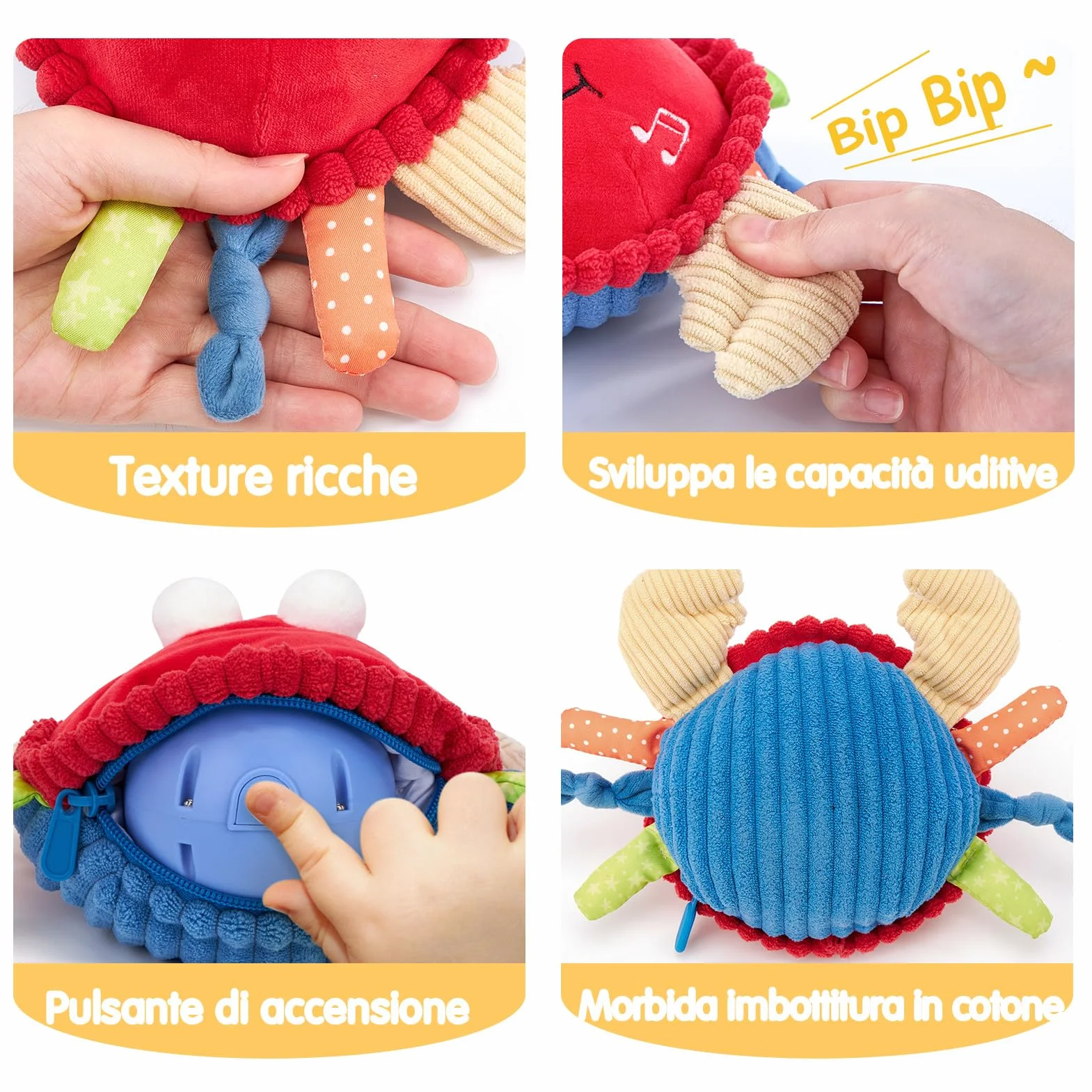 hahaland Giochi Neonato 6 Mesi Granchio Interattivo - Peluche Musicale Giocattolo Gattonare Giochi Bambini 1 Anno - Regalo Neonato per 6 9 12 Mesi