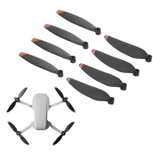 Oumefar Propeller für DJI Mini 2, Ersatzpropeller Set mit 4 Propellern und Schrauben, Leise Flug Performance, Robuste PC Konstruktion, Orange Bord, Zubehör für Drohnen